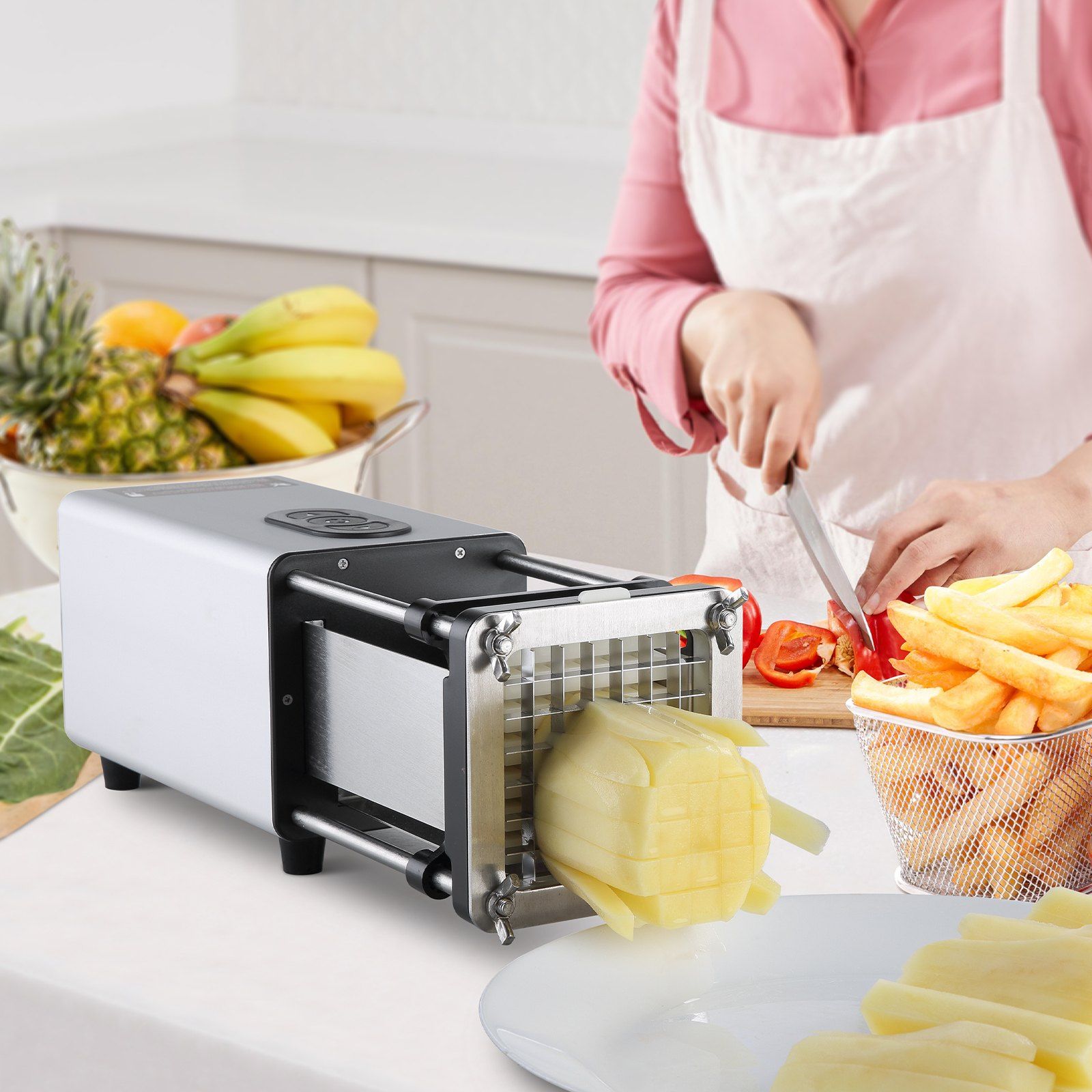 Electric French Fry Cutter, Potato Slicer with 1/2-Inch and 3/8-Inch Stainless Steel Blades, Potato Cutter Chopper w/ Anti-slip Feet, Great for Potato, French Fries, Cucumber, Vegetables, Carrot - Image 8