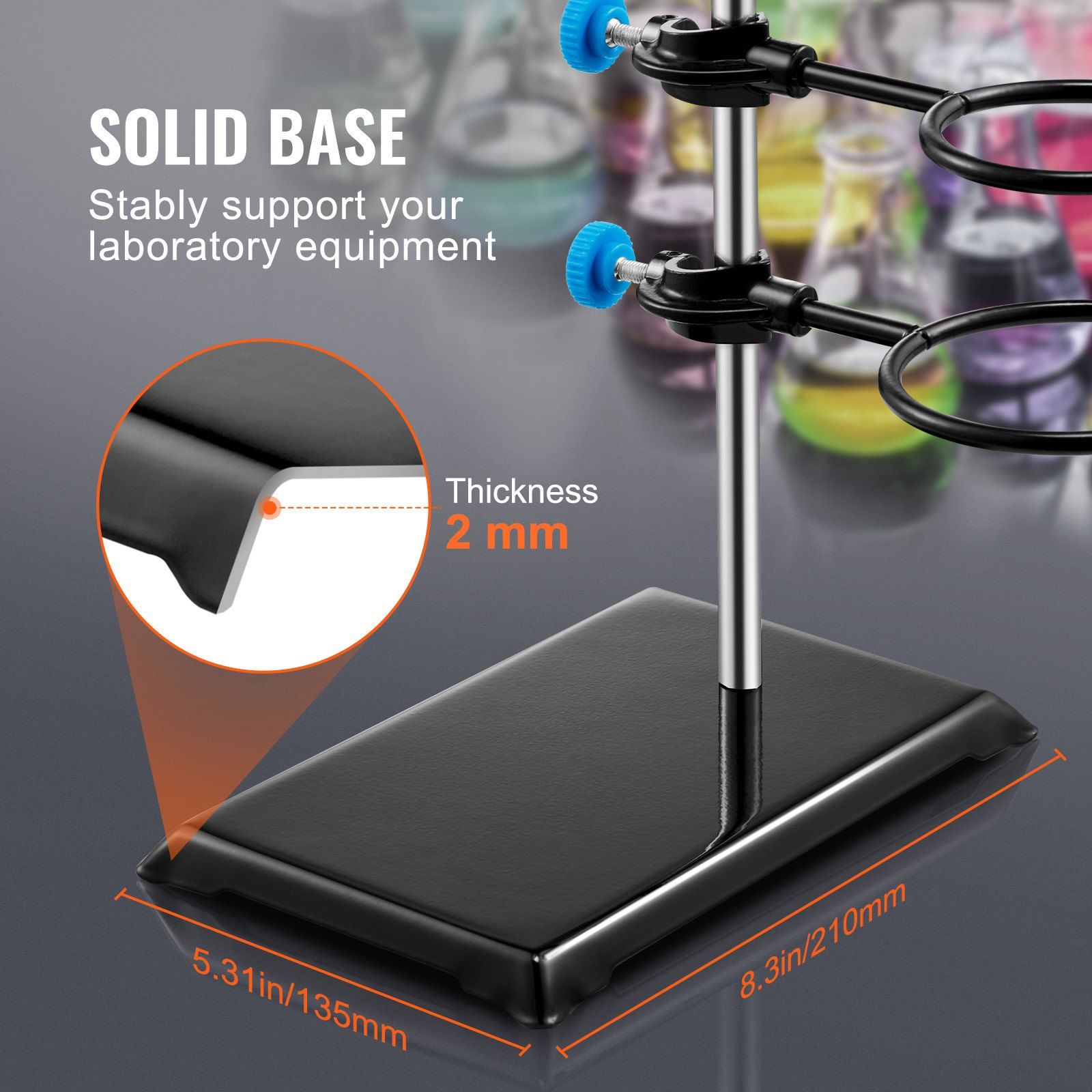Lab Stand Support, Laboratory Retort Support Stand Set, Steel Lab Stand 23.6