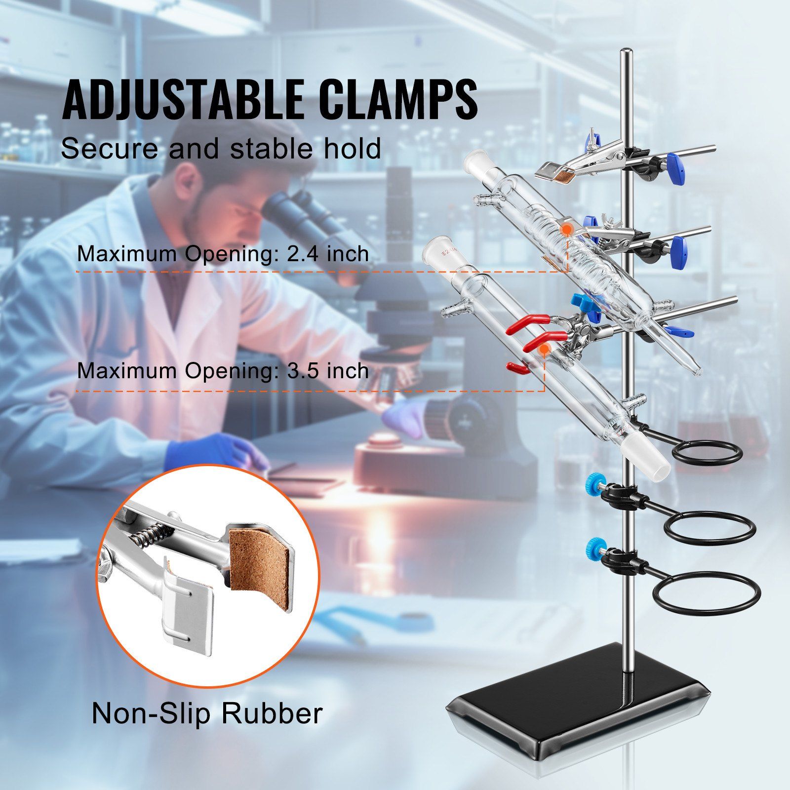 Lab Stand Support, Laboratory Retort Support Stand Set, Steel Lab Stand 23.6