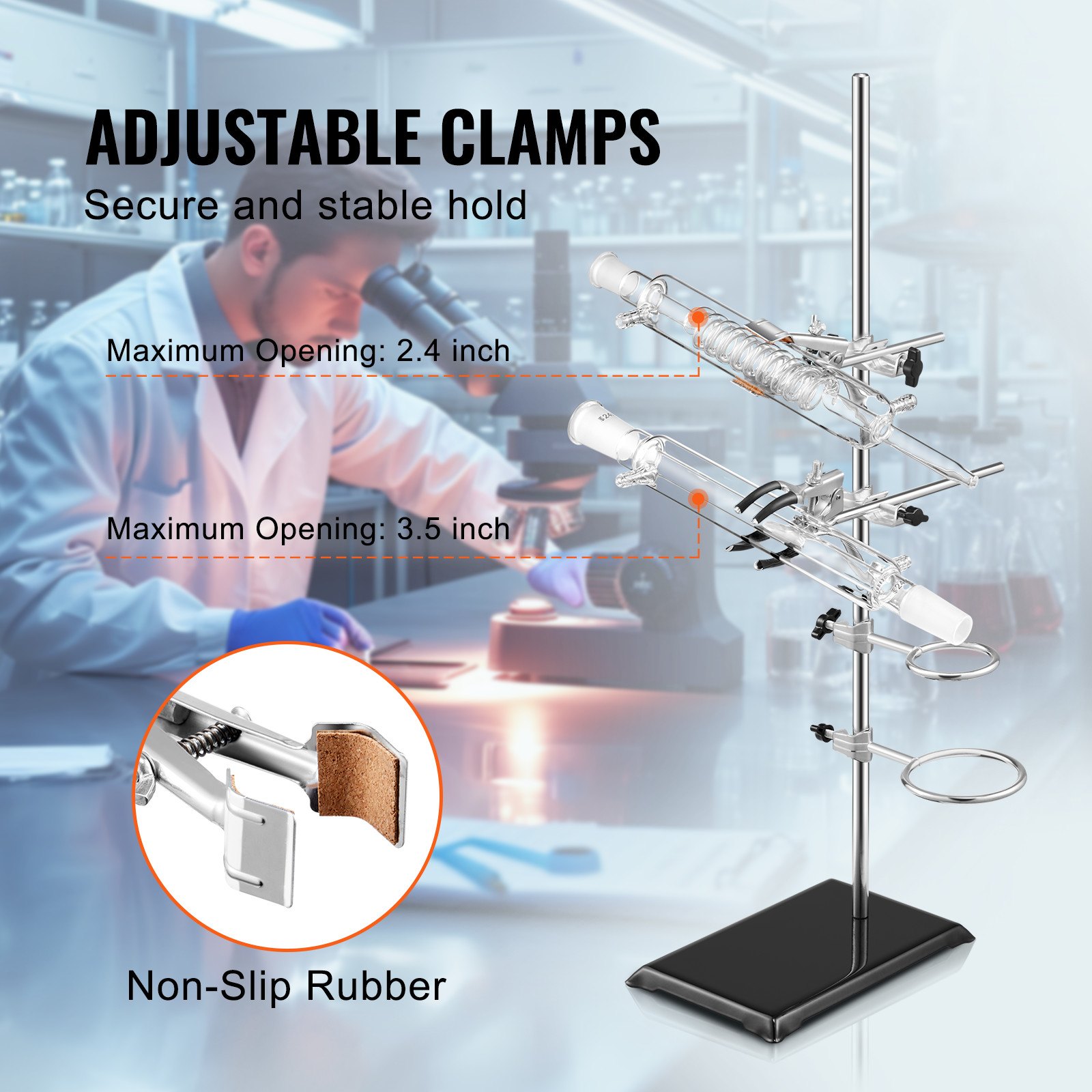 Lab Stand Support, Laboratory Retort Support Stand 2 Sets, Steel Lab Stand 23.6