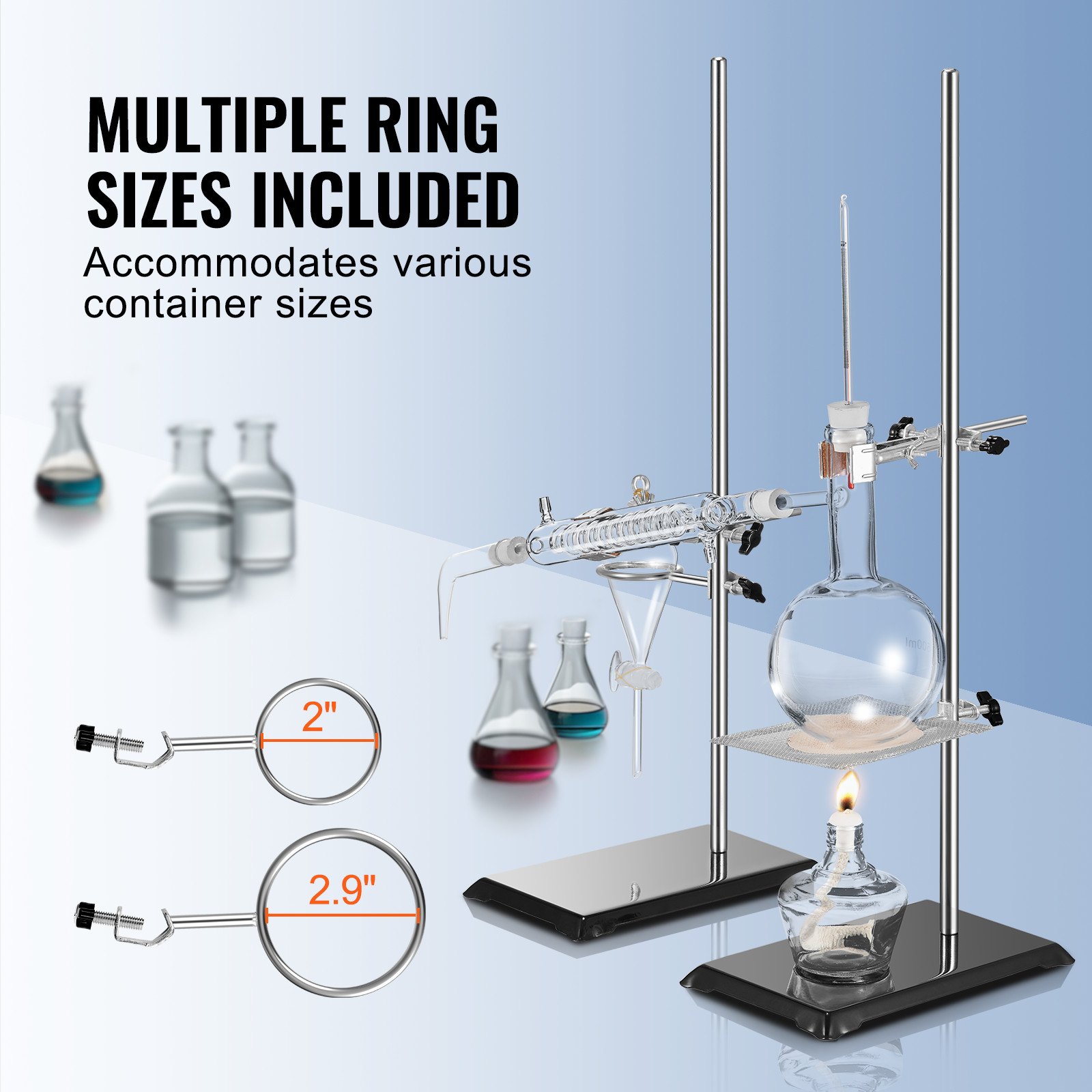 Lab Stand Support, Laboratory Retort Support Stand 2 Sets, Steel Lab Stand 23.6