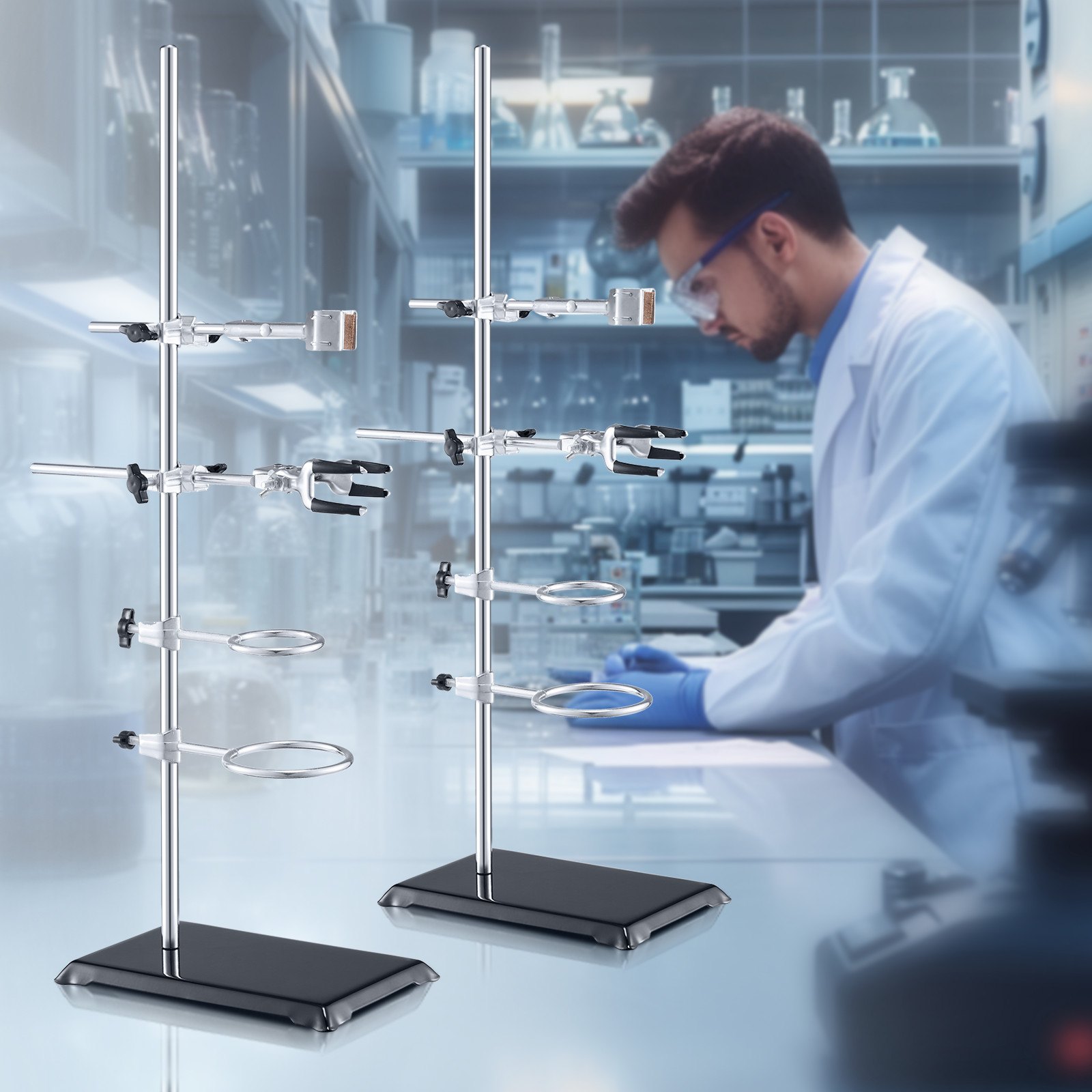 Lab Stand Support, Laboratory Retort Support Stand 2 Sets, Steel Lab Stand 23.6
