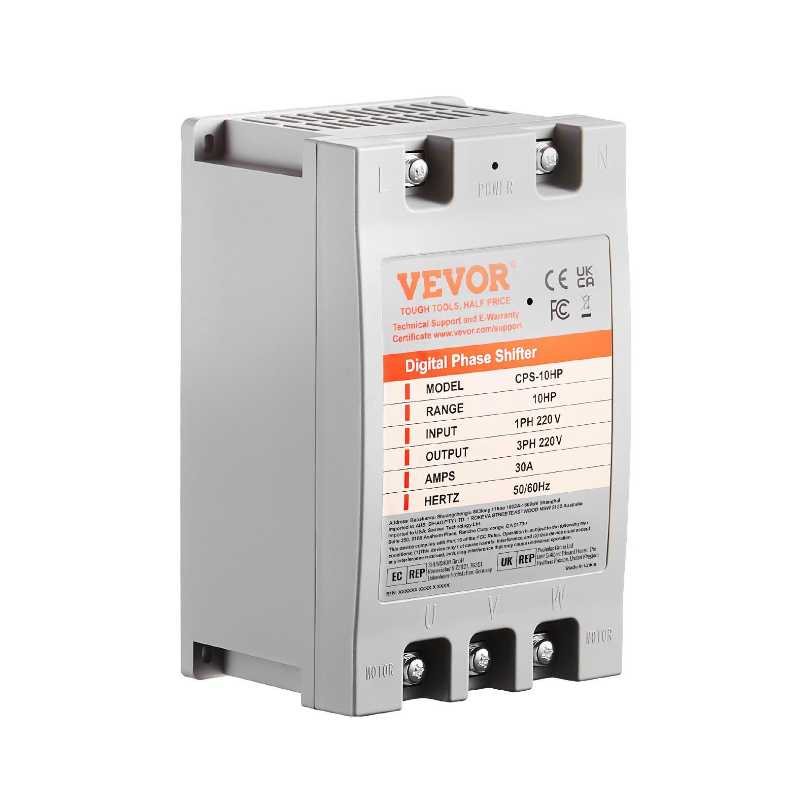 3 Phase Converter - 10HP 30A 220V Single Phase to 3 Phase Converter, Digital Phase Shifter for Residential and Light Commercial Use, 220V Input/Output (One Converter for One Motor Only) - Image 1