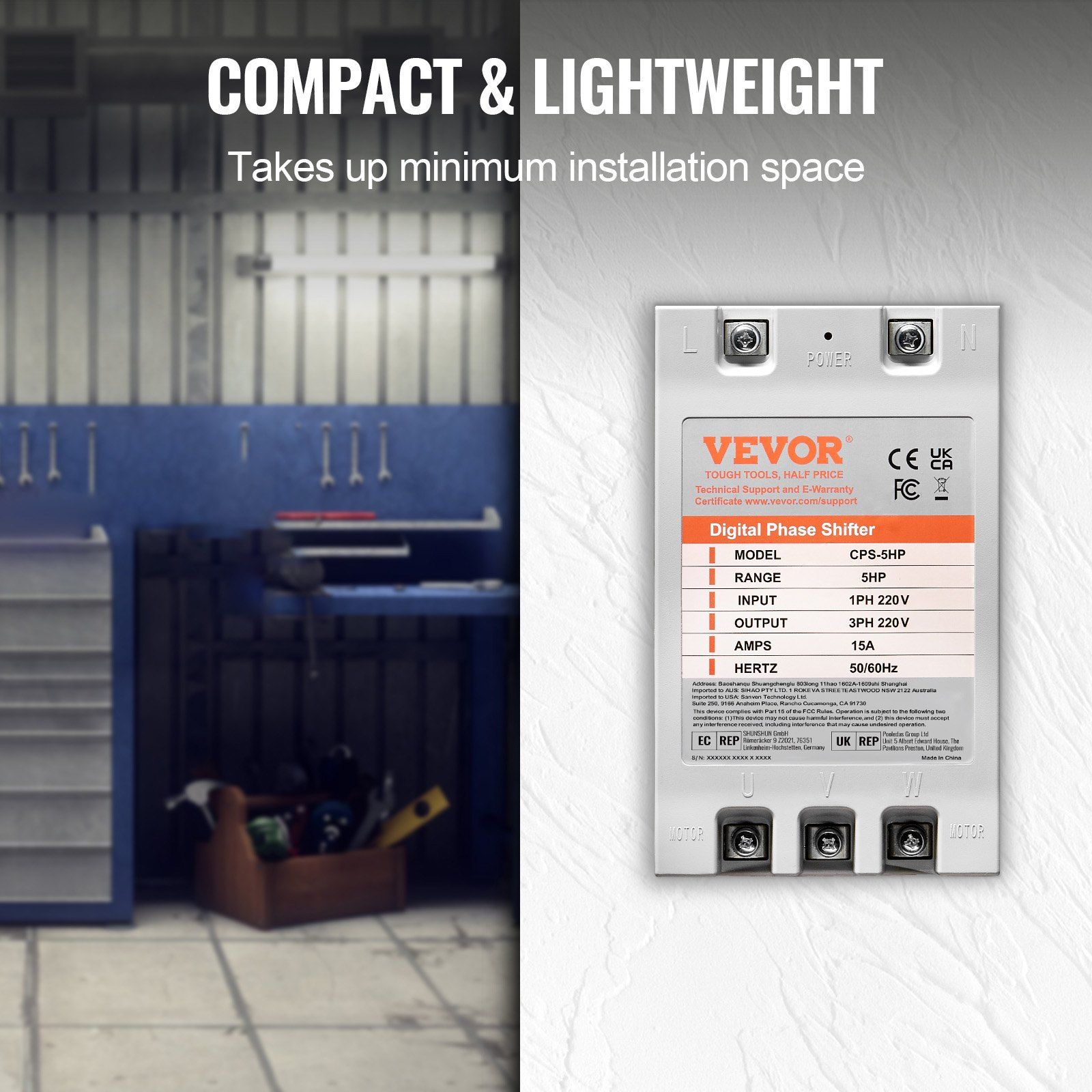 3 Phase Converter - 5HP 15A 220V Single Phase to 3 Phase Converter, Digital Phase Shifter for Residential and Light Commercial Use, 220V Input/Output (One Converter for One Motor Only) - Image 3