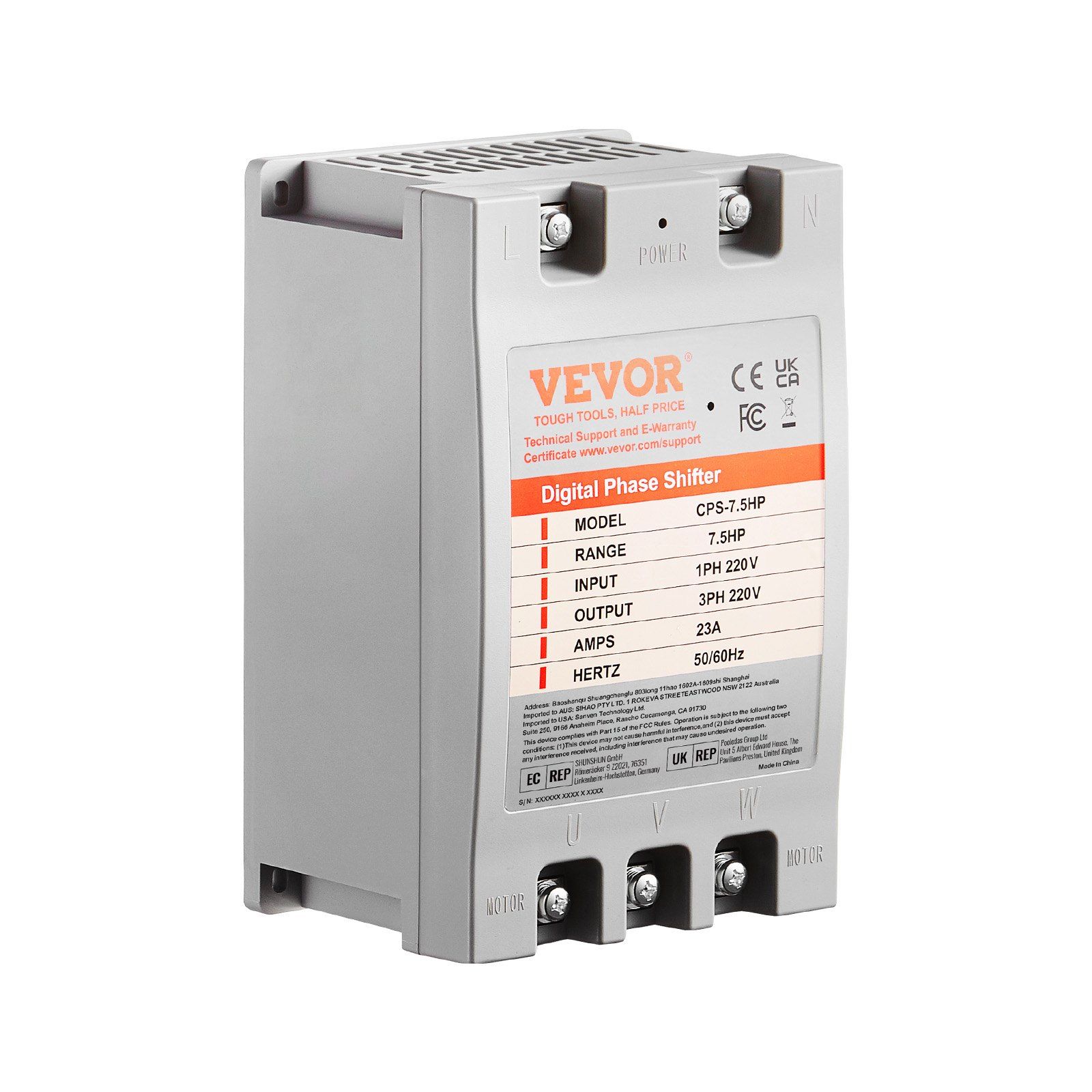 3 Phase Converter- 7.5HP 23A 220V Single Phase to 3 Phase Converter, Digital Phase Shifter for Residential & Light Commercial Use, 220V Input/Output (One DPS Must Be Used on One Motor Only) - Image 1