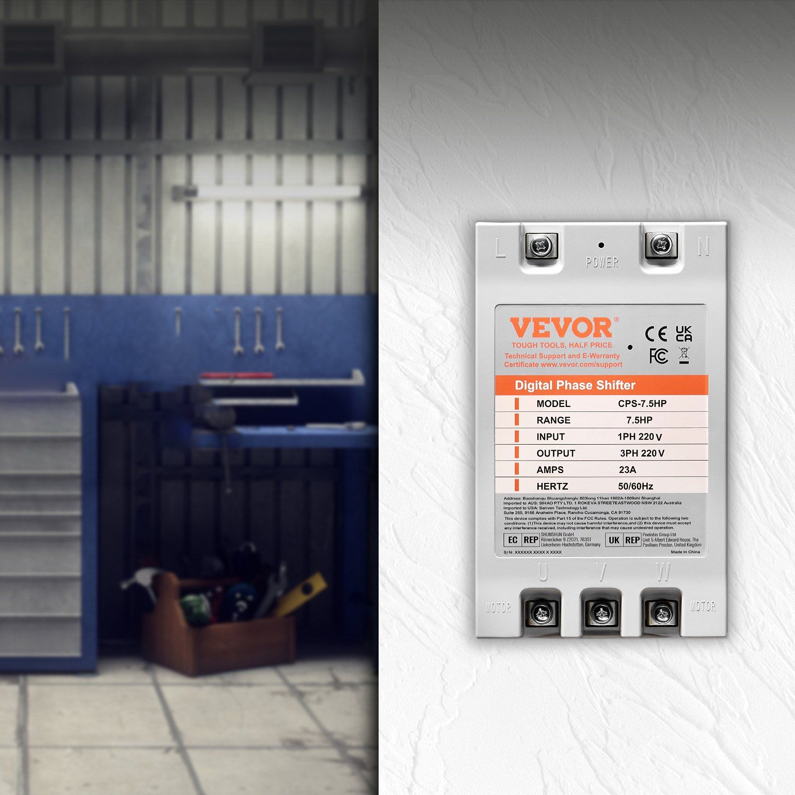 3 Phase Converter- 7.5HP 23A 220V Single Phase to 3 Phase Converter, Digital Phase Shifter for Residential & Light Commercial Use, 220V Input/Output (One DPS Must Be Used on One Motor Only) - Image 8