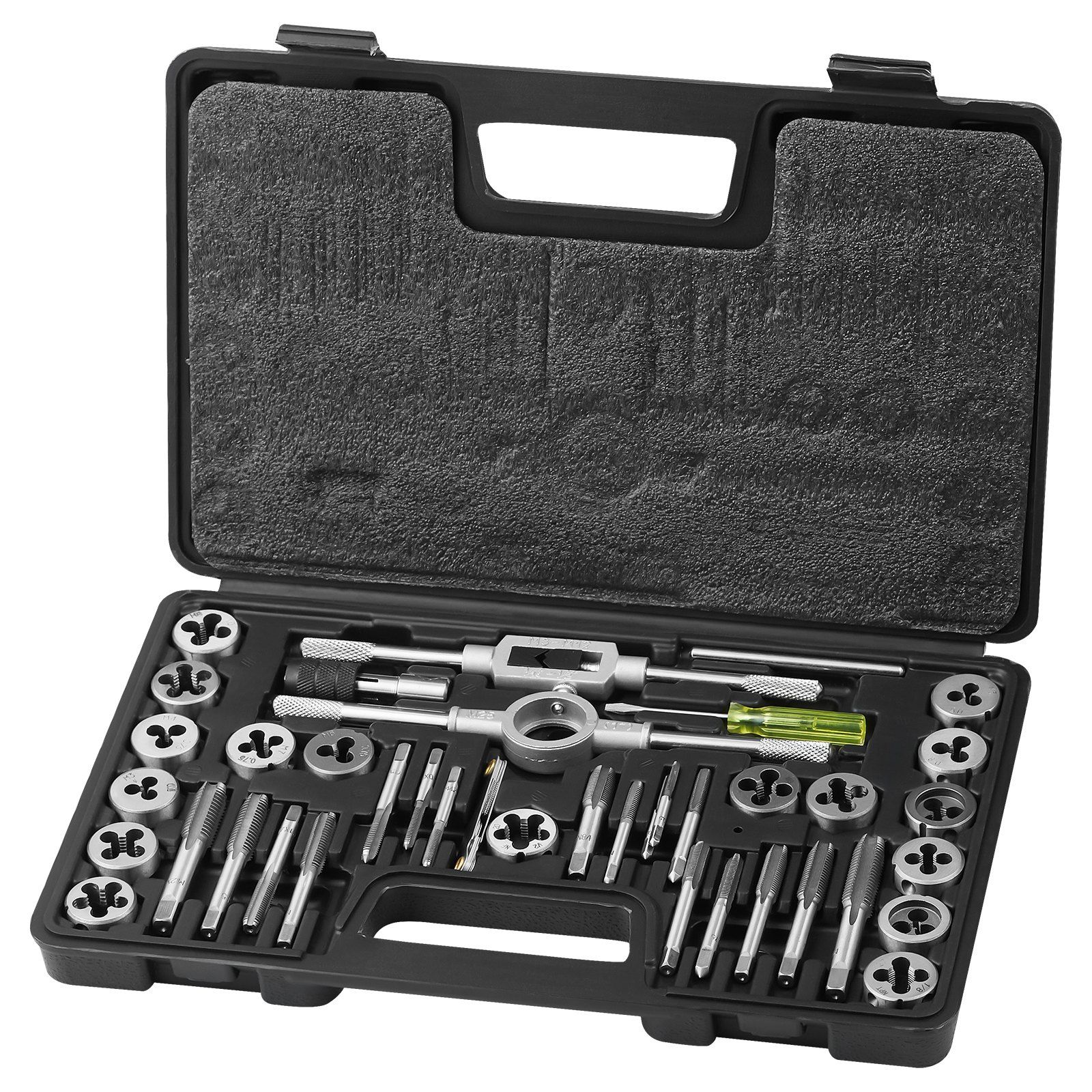 Tap and Die Set, 40-Piece Include Metric Size M3 to M12, Bearing Steel Taps and Dies, Essential Threading Tool for Cutting External Internal Threads, with Complete Accessories and Storage Case - Image 1