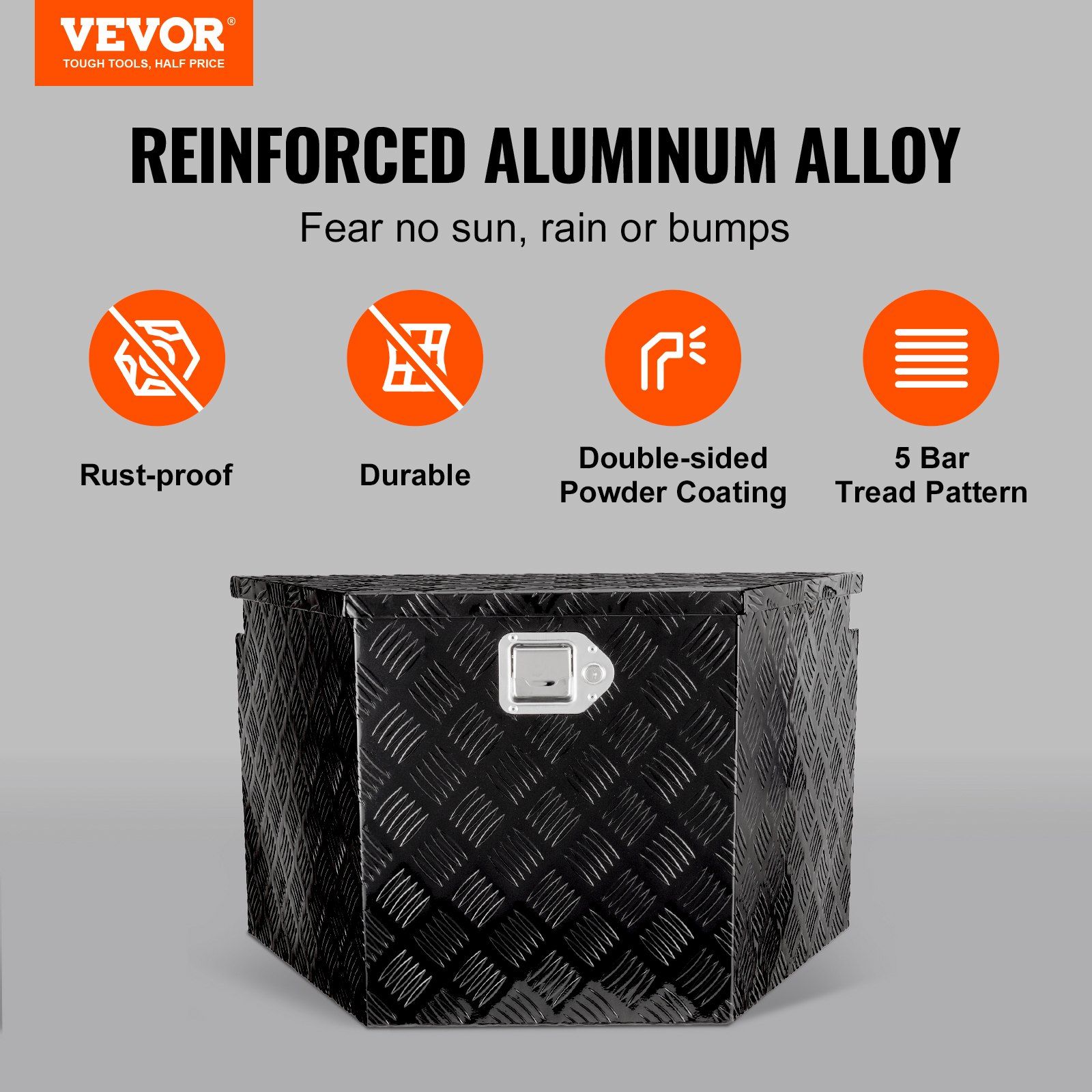 Trailer Tongue Box, Aluminum Alloy Diamond Plate Tongue Box Tool Chest, Heavy Duty Trailer Box Storage with Lock and Keys, Utility Trailer Tongue Box for Pickup Truck, RV, 99.06cmx41.91 cmx30.48 - Image 2