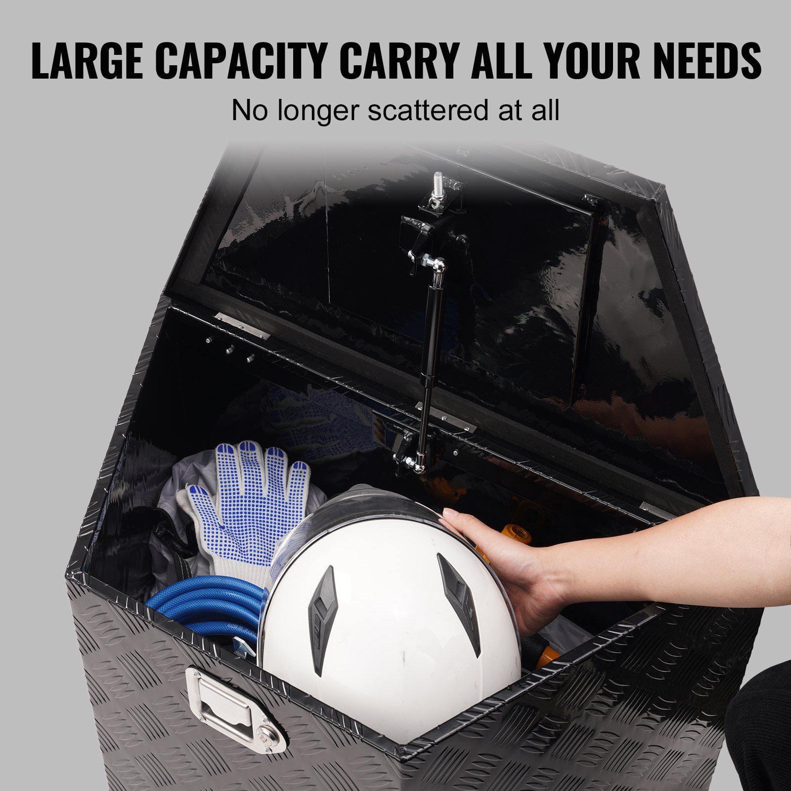 Trailer Tongue Box, Aluminum Alloy Diamond Plate Tongue Box Tool Chest, Heavy Duty Trailer Box Storage with Lock and Keys, Utility Trailer Tongue Box for Pickup Truck, RV, 99.06cmx41.91 cmx30.48 - Image 3