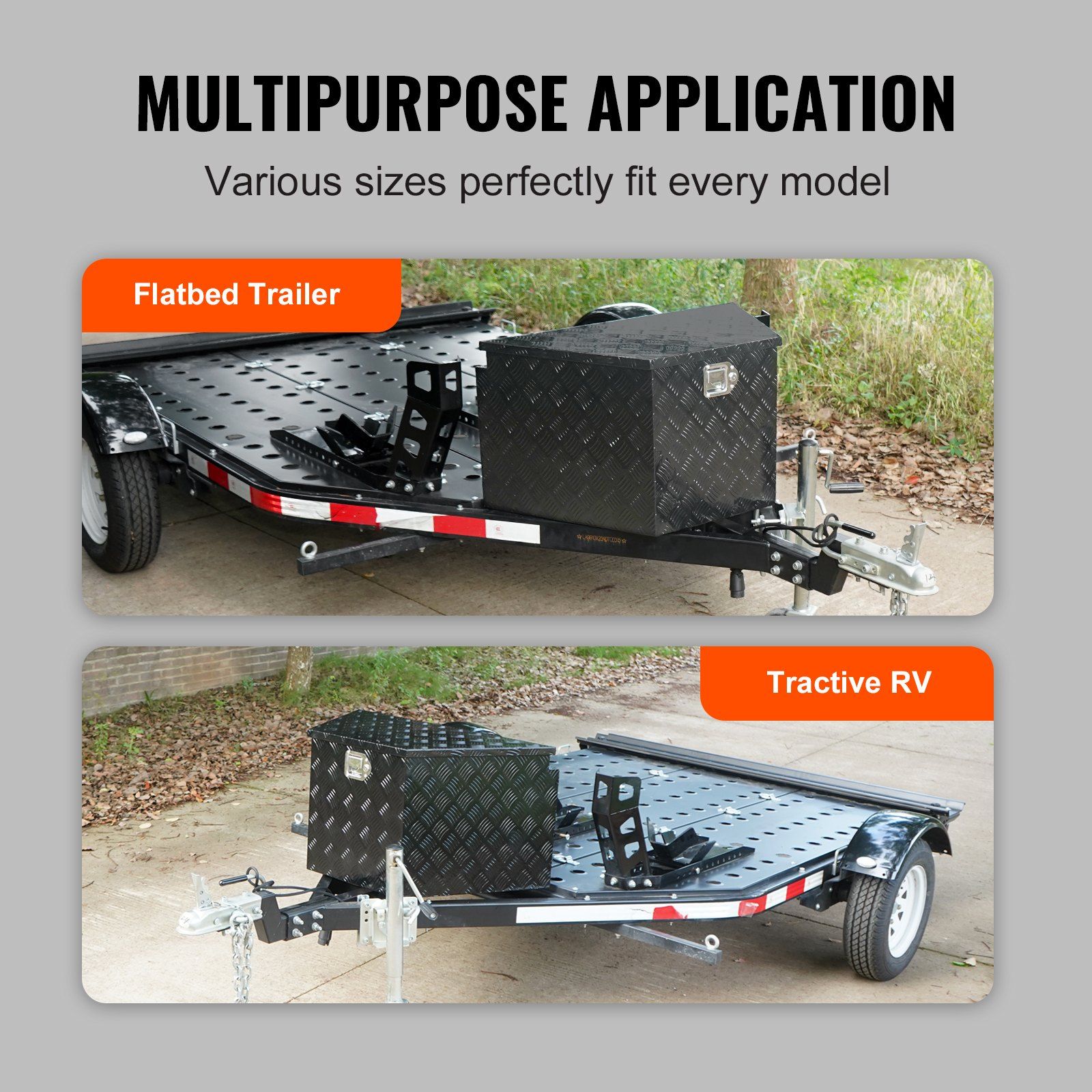 Trailer Tongue Box, Aluminum Alloy Diamond Plate Tongue Box Tool Chest, Heavy Duty Trailer Box Storage with Lock and Keys, Utility Trailer Tongue Box for Pickup Truck, RV, 99.06cmx41.91 cmx30.48 - Image 6