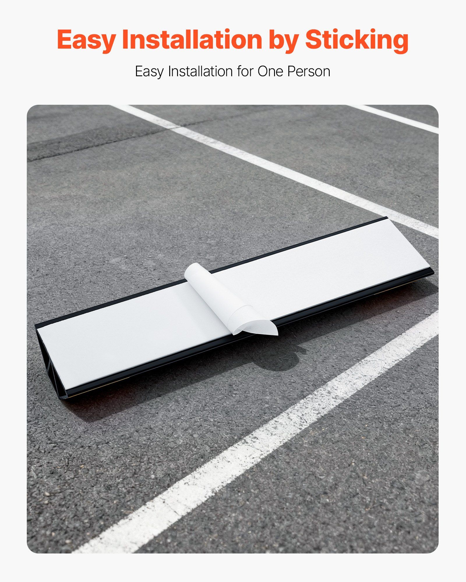 Parking Stopper, 406 mm 2 Pcs Heavy Duty Parking Aid for Garage, PP Curb Garage Floor Stopper with Reflective Strips, Vehicles Gadgets for Cars Vans Trucks Tire Wheel Guide Block Stops Bumpers - Image 5