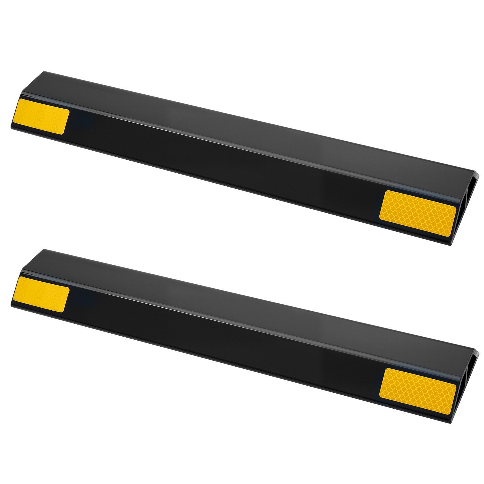 Parking Stopper, 446 mm 2 Pcs Heavy Duty Parking Aid for Garage, PP Curb Garage Floor Stopper with Reflective Strips, Vehicles Gadgets for Cars Vans Trucks Tire Wheel Guide Block Stops Bumpers - Image 1
