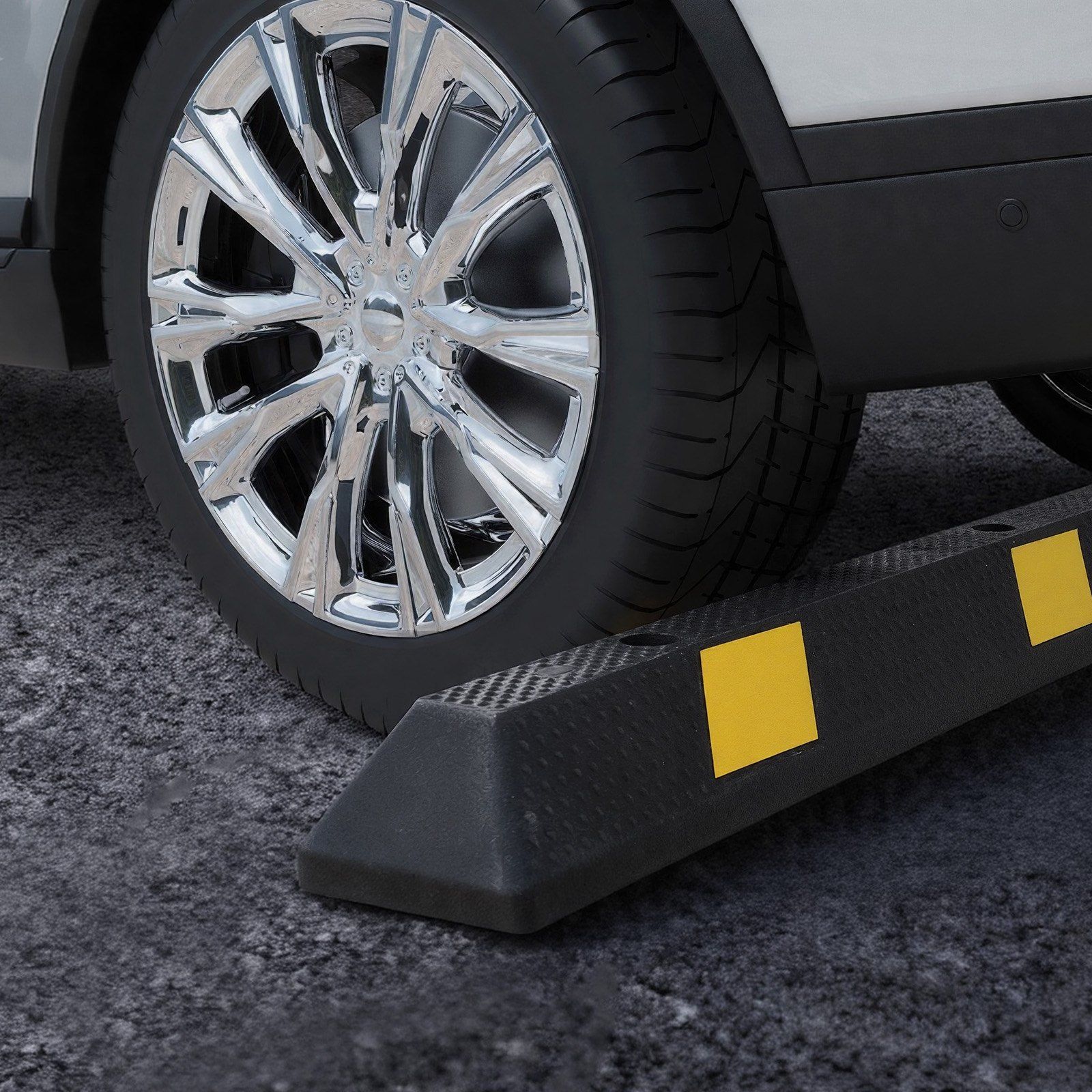 Parking Stopper, 1840 mm Heavy Duty Parking Aid for Garage, Rubber Curb Garage Floor Stopper with Reflective Strips, Vehicles Gadgets for Cars Vans Trucks Tire Wheel Guide Block Stops Bumpers - Image 8