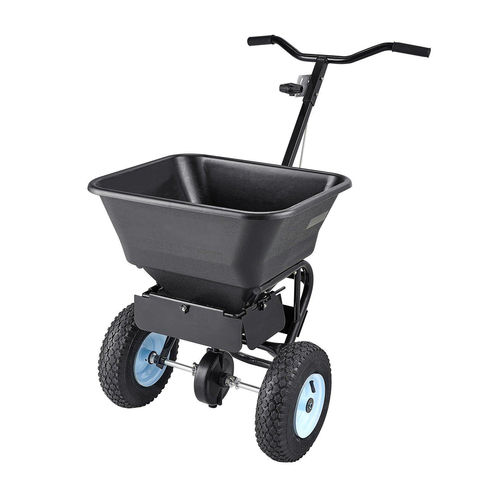 Lawn Spreader, 100LBS Capacity, Walk-Behind Push Spreader, 0-9.8ft Spreading Width, 13 in All Terrain Pneumatic Tires, Fertilizer Spreaders with Hopper Grate, for Seed Salt Ice Melt - Image 1