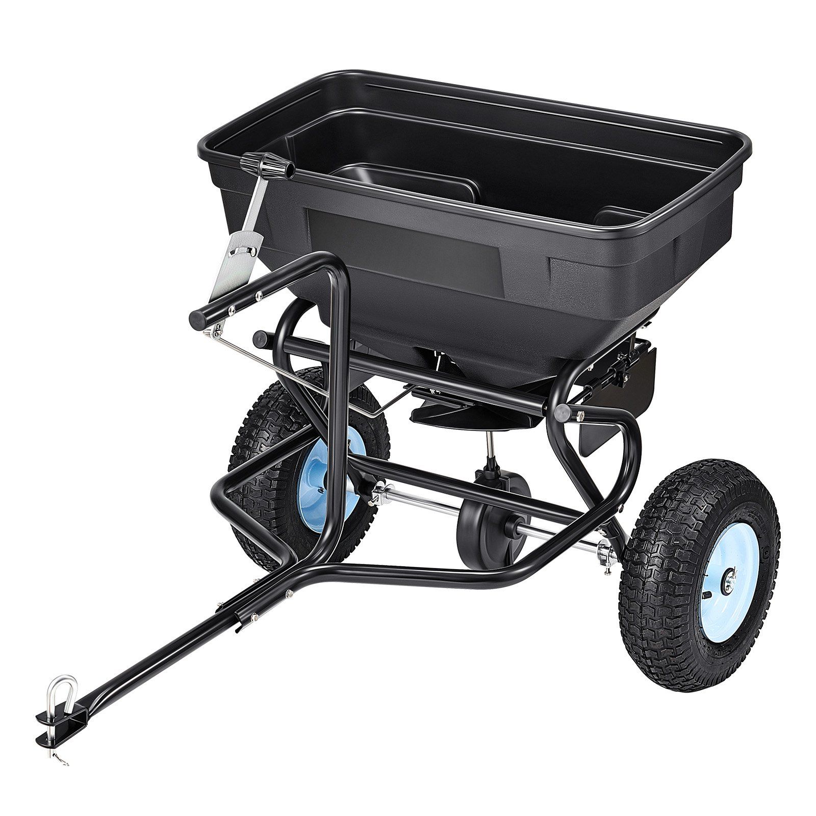 Tow Behind Broadcast Spreader, 130LBS Capacity, Tow/Push Garden Spreader with 13 in Tires, 30 Adjustable Setting & 9.8 ft Spreading Width, Lawn Spreaders for Seed, Fertilizer, Salt, Ice Melt - Image 1