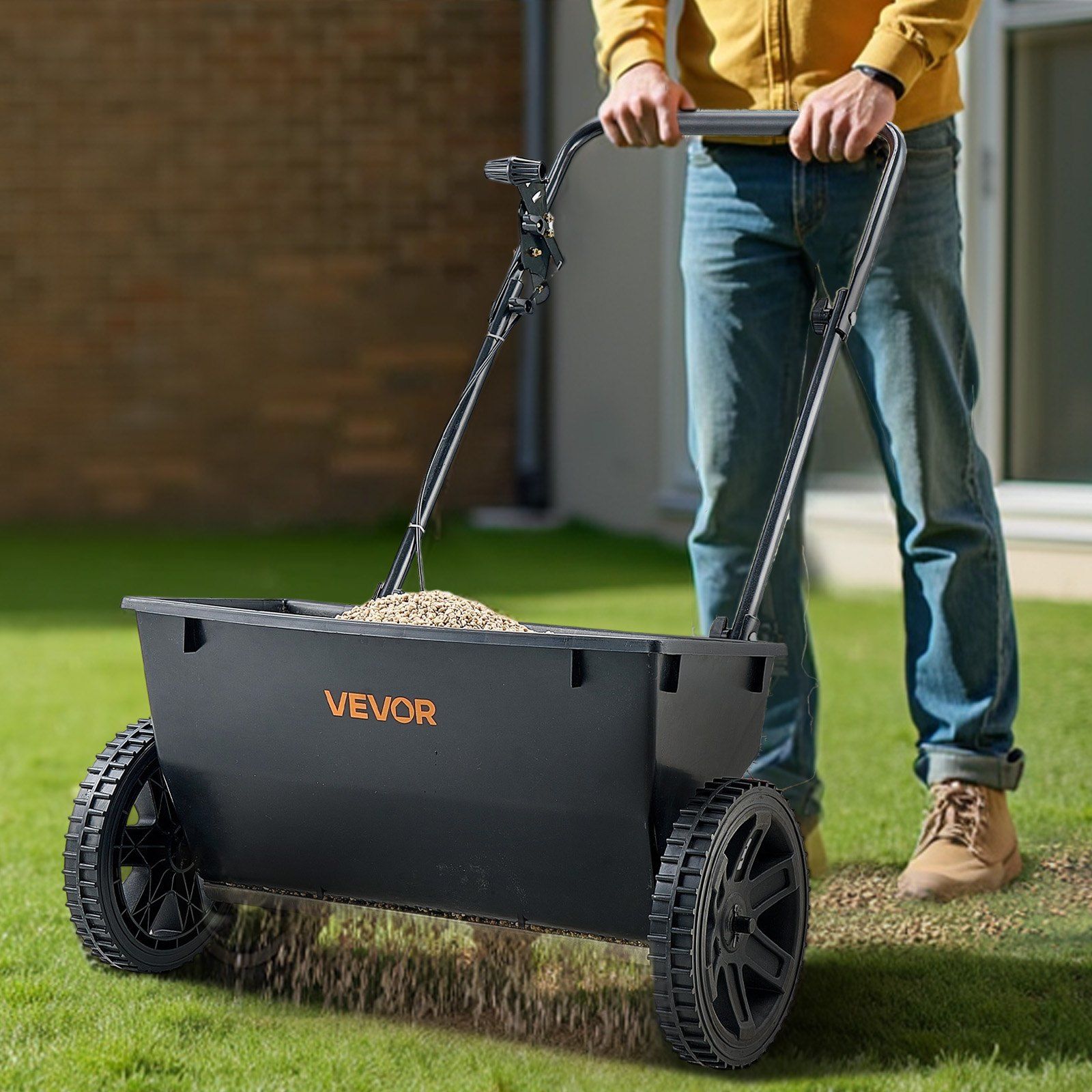 Walk-Behind Push Spreader, 22.6 kg Capacity, Drop Spreader with Hopper Grate, 18 in Spreading Width & 30 Settings, 10 in All Terrain Tires, Garden & Lawn Spreaders for Seed, Fertilizer - Image 8