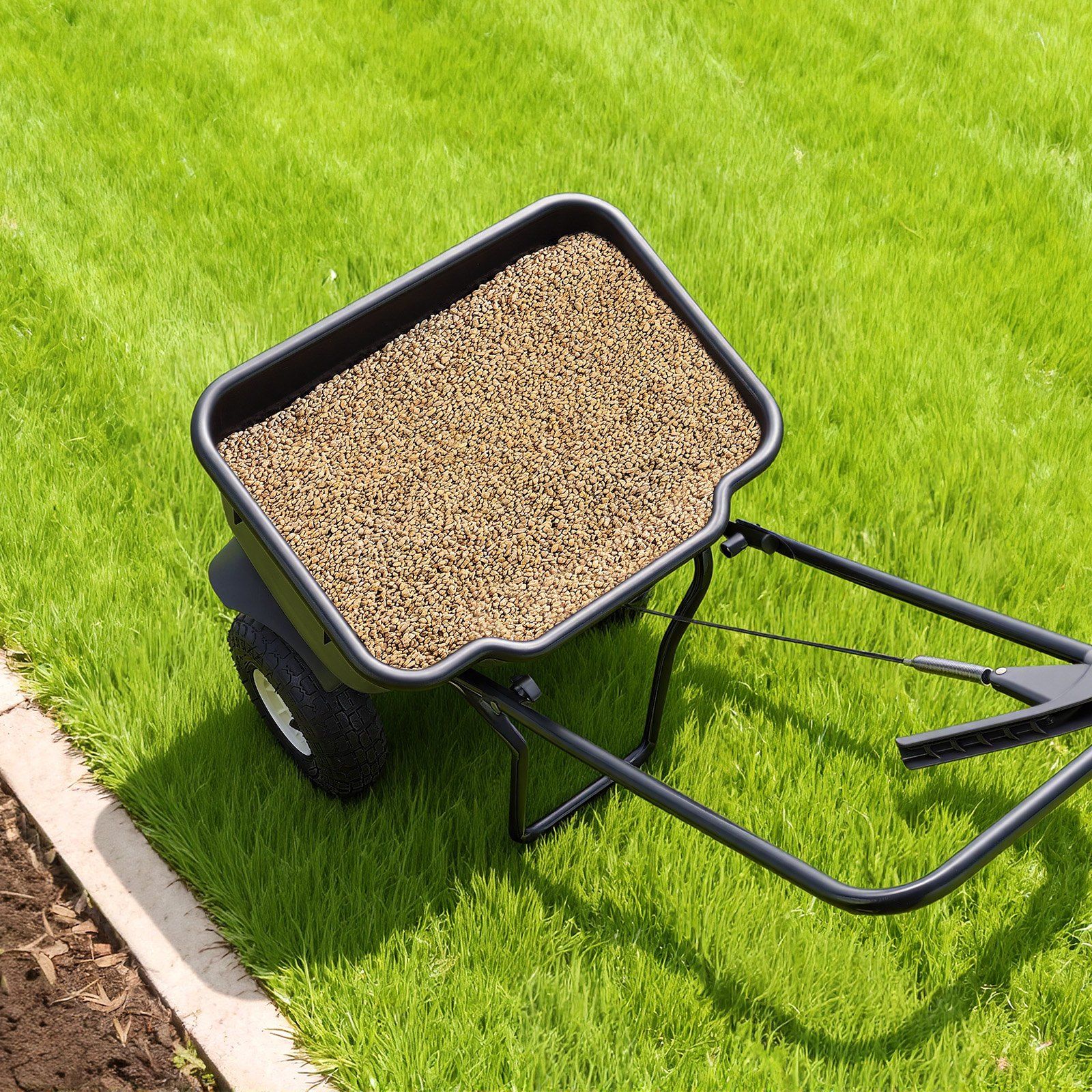 Push Lawn Spreader, 3.6m Spreading Width, Broadcast Spreader with 36.3kg Load Capacity & 10 in All-Terrain Tires, Walk-Behind Garden & Lawn Broadcast Spreaders for Seed Fertilizer, Salt Ice Melt - Image 8