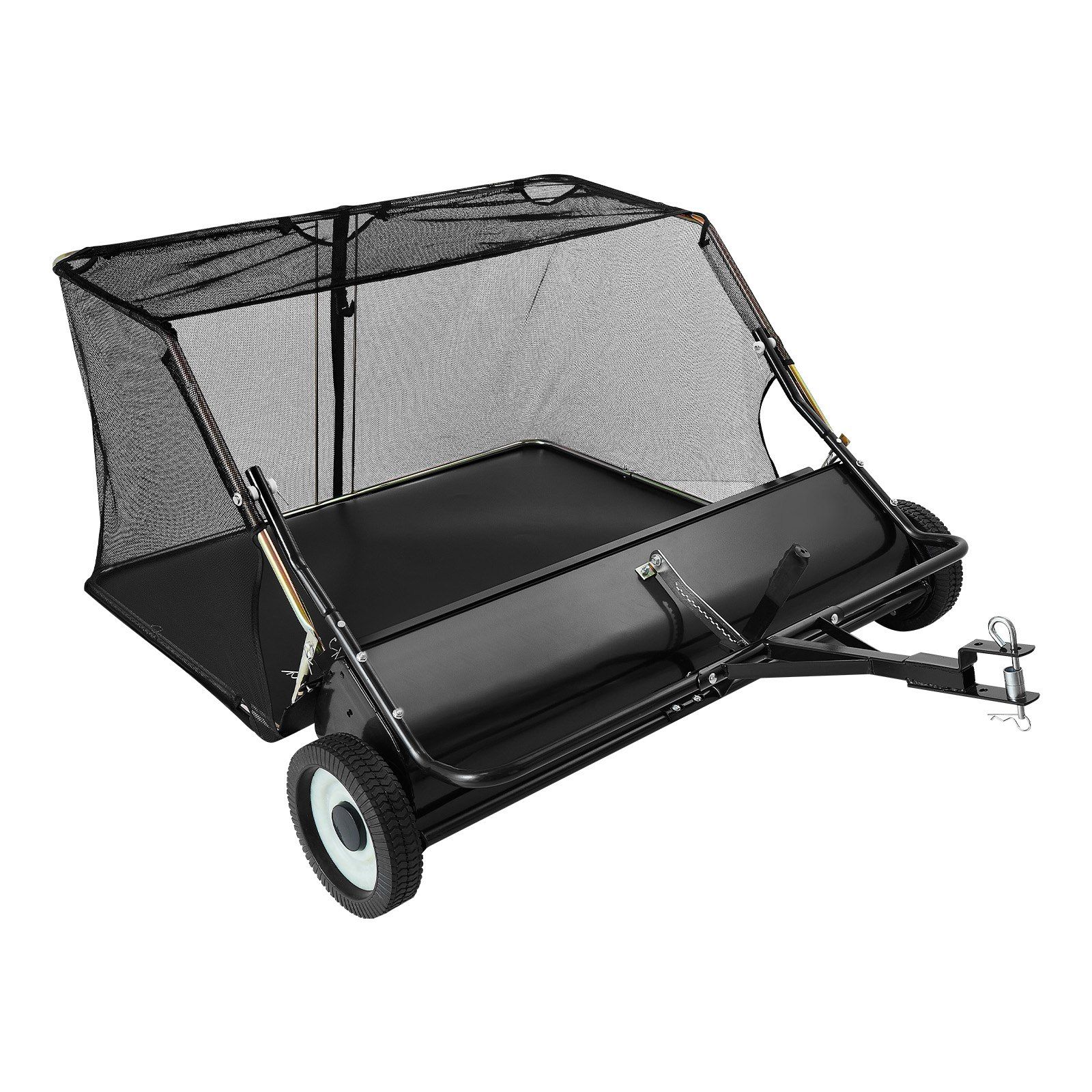 Tow Behind Lawn Sweeper, 122cm Pull Behind Yard Sweeper, 26 cu. ft Hopper Bag Capacity, Leaf & Grass Collector with Dumping Rope, Adjustable Sweeping Height, Garden Sweepers for Lawn Farm - Image 1