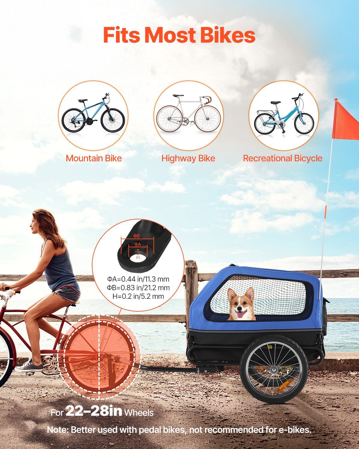 Dog Bike Trailer, Supports up to 40 kg, Pet Cart Bicycle Carrier for Small & Large Dogs, Easy Folding Frame with Quick Release Wheel, Universal Bicycle Coupler, Reflector, Flag, Internal Leash - Image 2