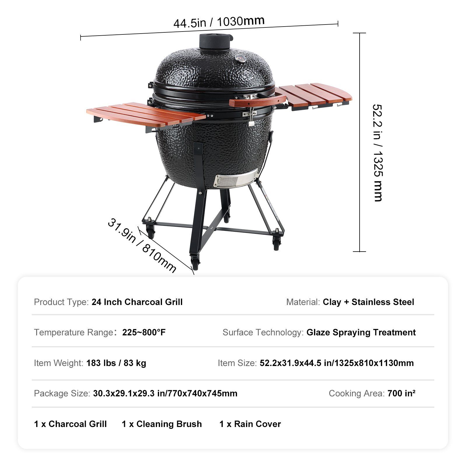 Portable Charcoal Grill, Propane Gas Grills with Cover and Cart, Heavy Duty Stainless Steel BBQ Grill, Mini Smoker for Outdoor Cooking, Barbecue Camping, Picnic, and Backyard, Black - Image 7