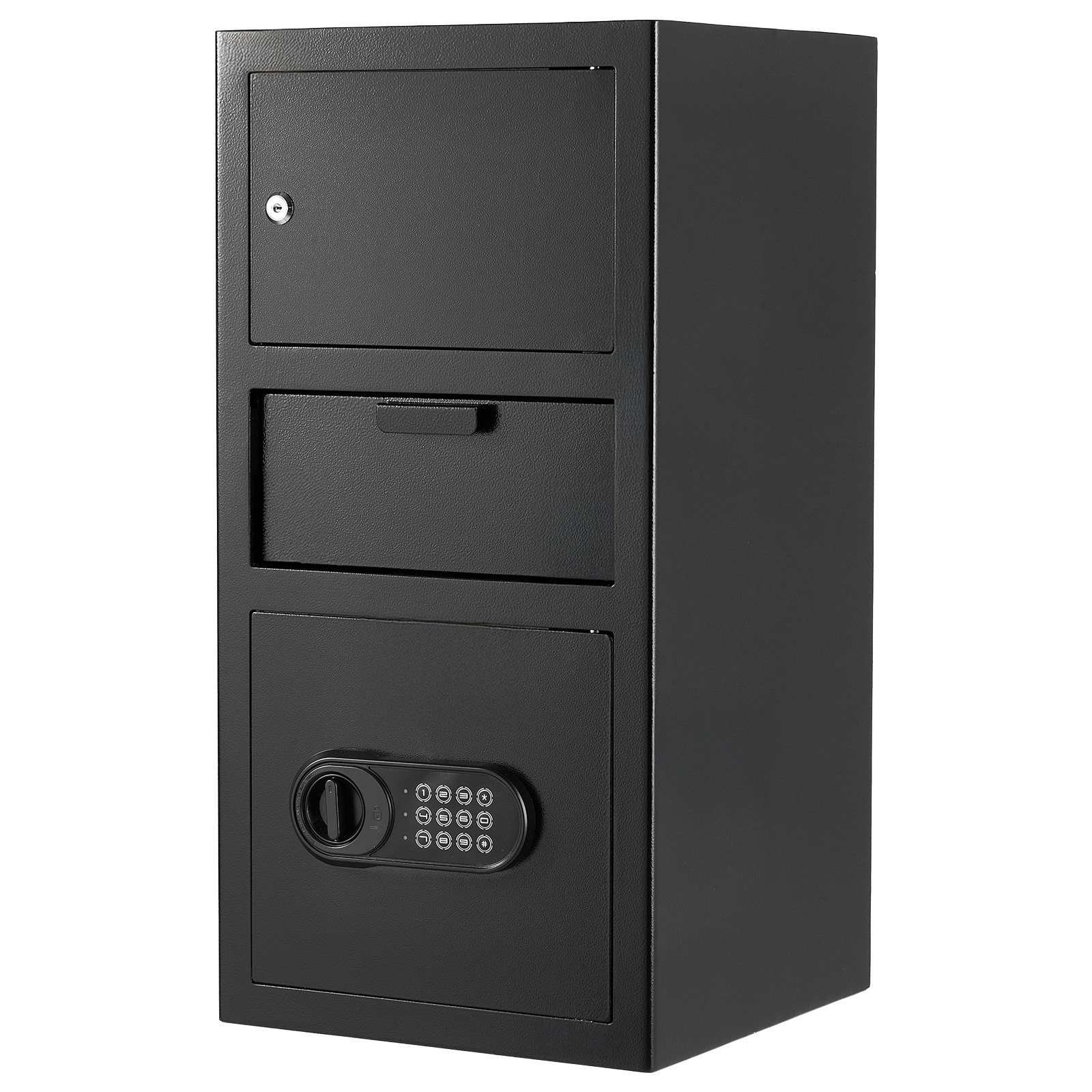 3.6 Cubic Feet Drop Safe, Large Capacity Front Drop Slot Safe Box with Digital Keypad, Heavy Duty 3 Tiers Cash Depository Box with Spare Keys for Cash, Bank Slip, Jewelry, Document, Bill, Black - Image 1
