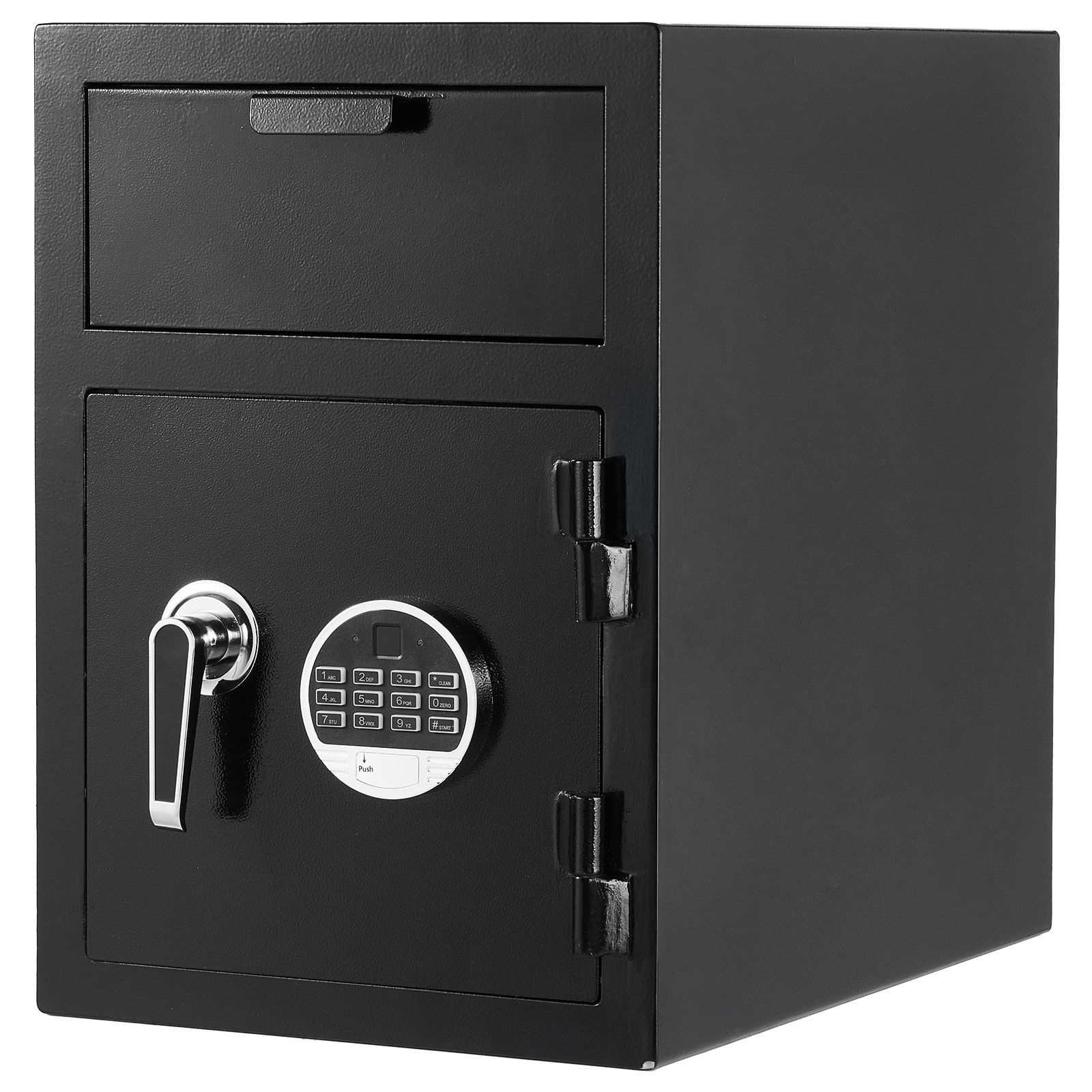 1.2 Cubic Feet Drop Safe, Large Capacity Front Drop Slot Safe Box with Digital Keypad, Heavy Duty 2 Tiers Cash Depository Box with Spare Keys for Cash, Bank Slip, Jewelry, Document, Bill, Black - Image 1