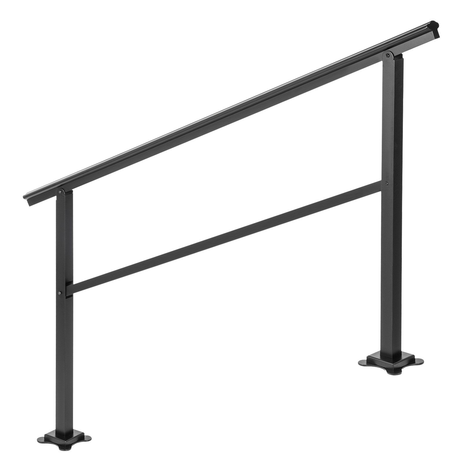 Outdoor Handrail 165LBS Load Handrail Outdoor Stairs Aluminum Stair Handrail 152 x 89.5 cm Outdoor Stair Railing Transitional Range from 0 to 30° Staircase Handrail Fits 4-5 Steps with Screw Kit - Image 1