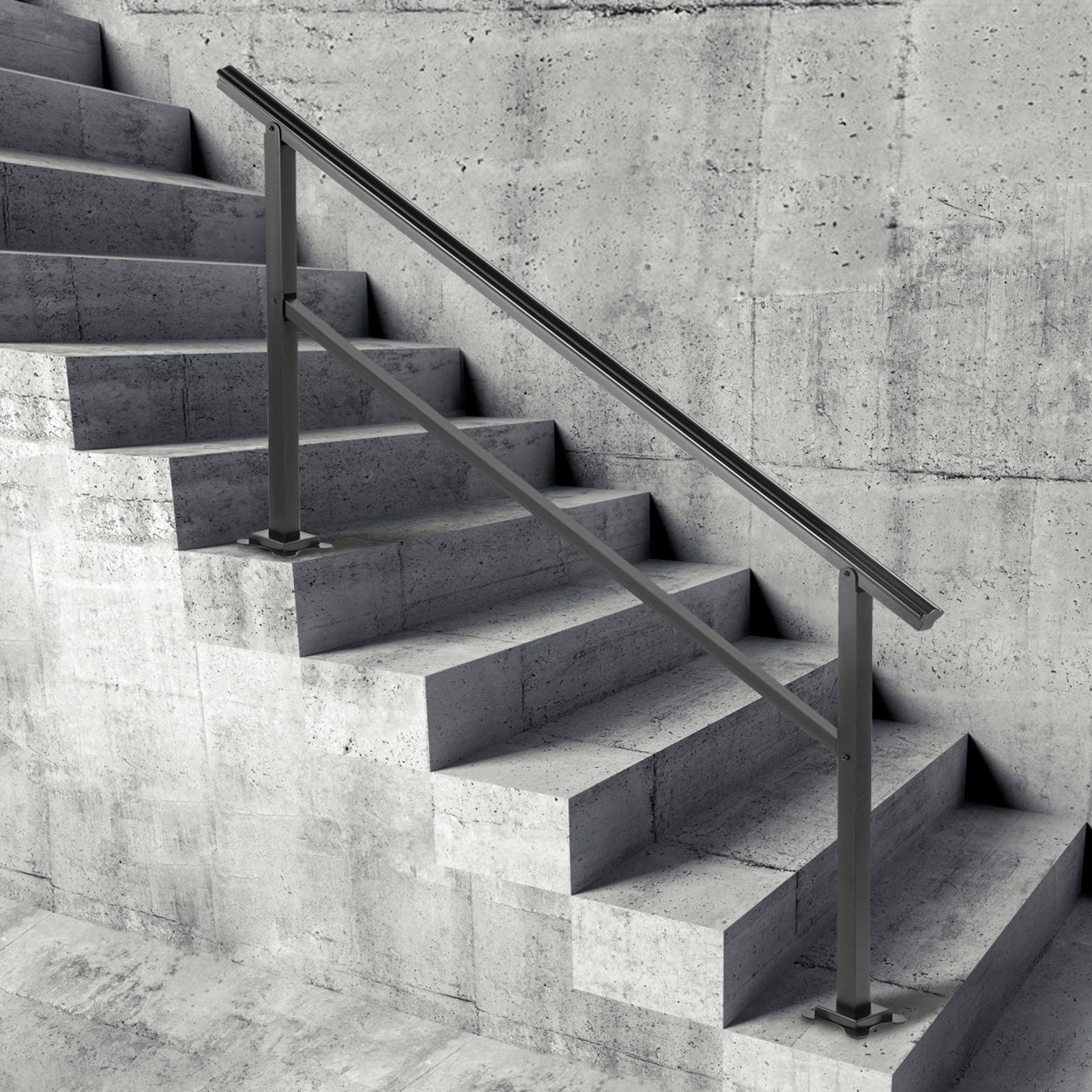 Outdoor Handrail 165LBS Load Handrail Outdoor Stairs Aluminum Stair Handrail 152 x 89.5 cm Outdoor Stair Railing Transitional Range from 0 to 30° Staircase Handrail Fits 4-5 Steps with Screw Kit - Image 8
