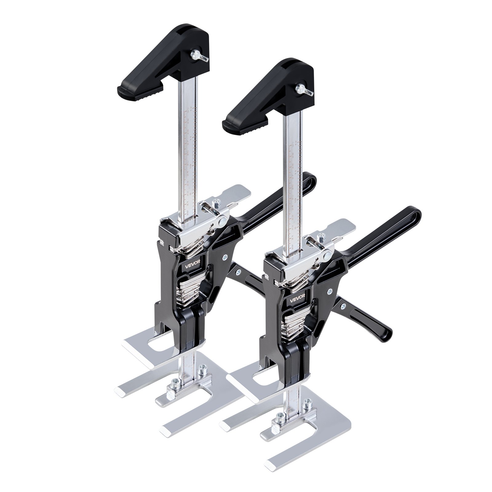 Labor Saving Arm Jack, 2 PCS 200 kg Bearing Capacity, Lifting up to 235 mm, Metal Hand Lifting Jack Tool with Magnetic Level, 2 Adjustment Modes, for Door, Window, Furniture, Woodworking, Black - Image 1