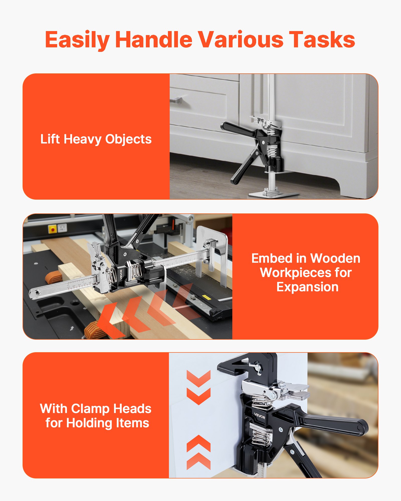 Labor Saving Arm Jack, 2 PCS 200 kg Bearing Capacity, Lifting up to 235 mm, Metal Hand Lifting Jack Tool with Magnetic Level, 2 Adjustment Modes, for Door, Window, Furniture, Woodworking, Black - Image 5