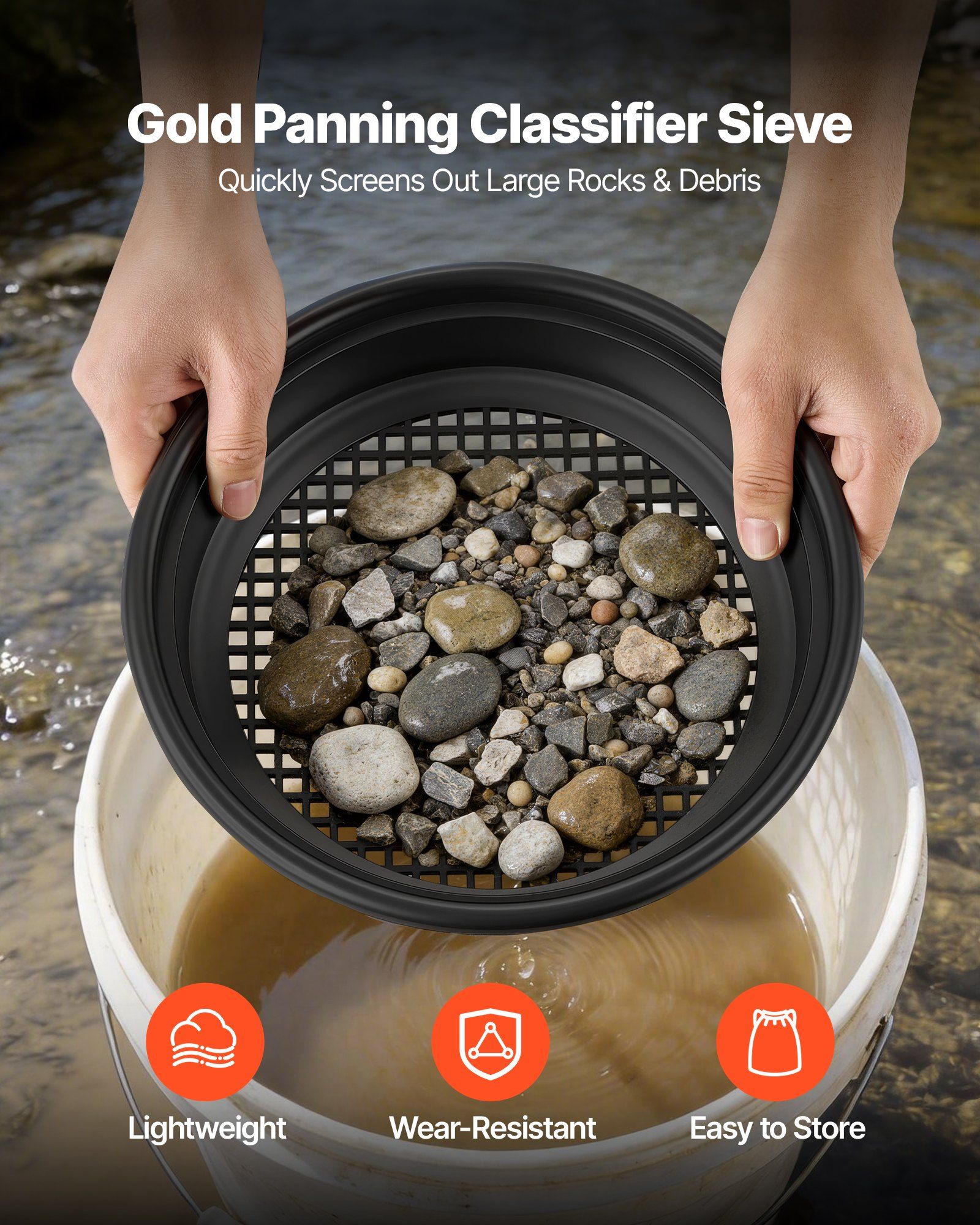 Gold Panning Kit, 254 mm and 355 mm Pans, 19 PCS Portable Prospecting Equipment Kit with Classifier Sieves, Sand Magnet, Rock Pick, Scoops, Backpack, and Accessories, for Outdoor Gold Recovery - Image 4