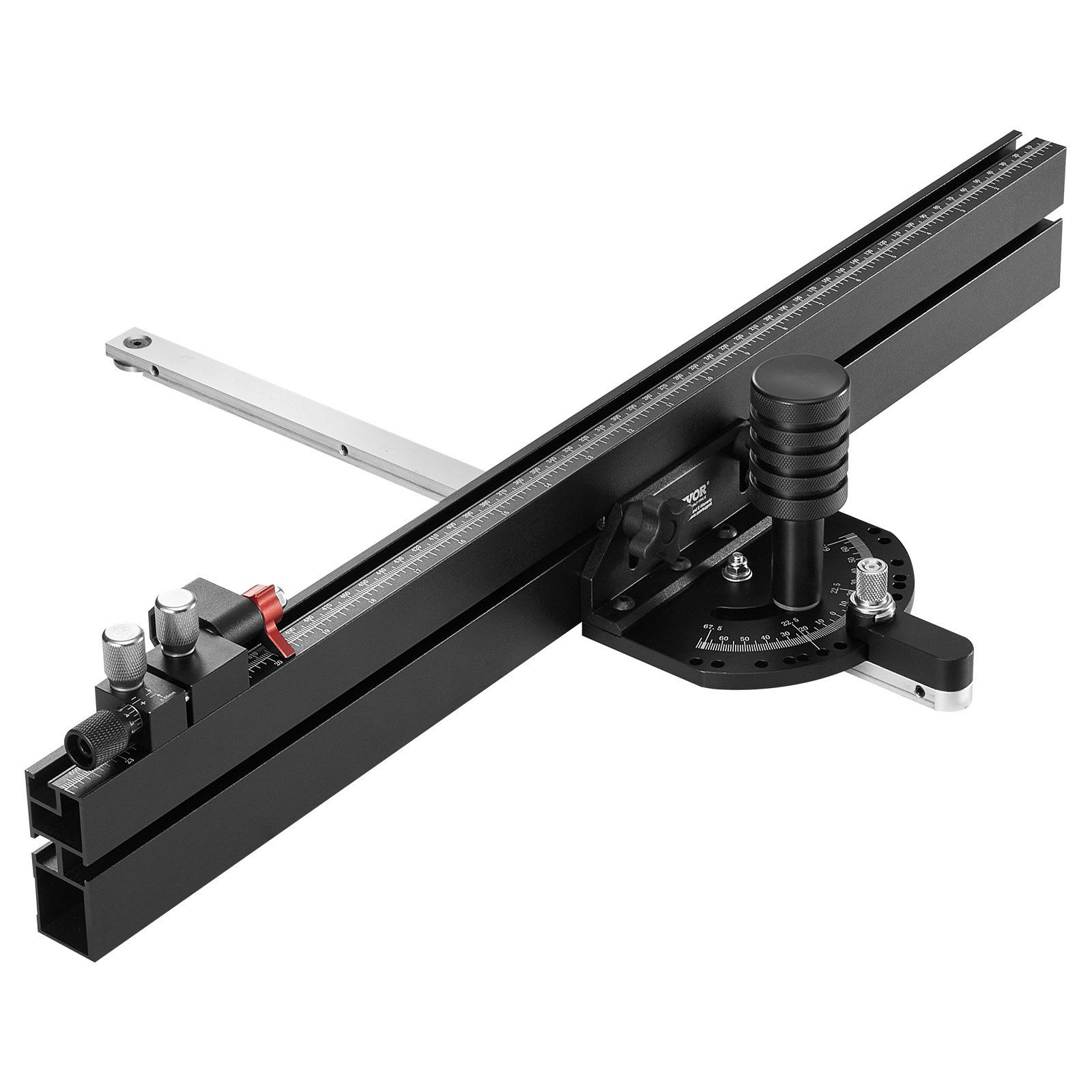 Precision Miter Gauge, Standard Slot 19 x 9.5 mm, Aluminum Alloy Table Saw Miter Gauge with 61 cm Grating 15 Angle Stops Adjustable Spring Loaded Plunger and Removable Disc, for Woodworking - Image 1