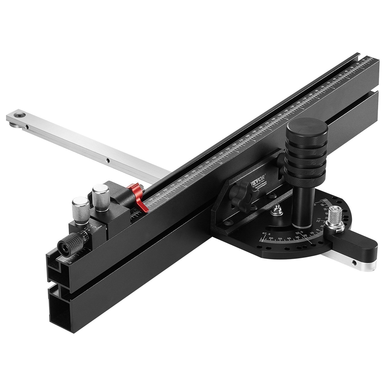 Precision Miter Gauge, Standard Slot 19 x 9.5 mm, Aluminum Alloy Table Saw Miter Gauge with 45.7 cm Grating 15 Angle Stops Adjustable Spring Loaded Plunger and Removable Disc, for Woodworking - Image 1
