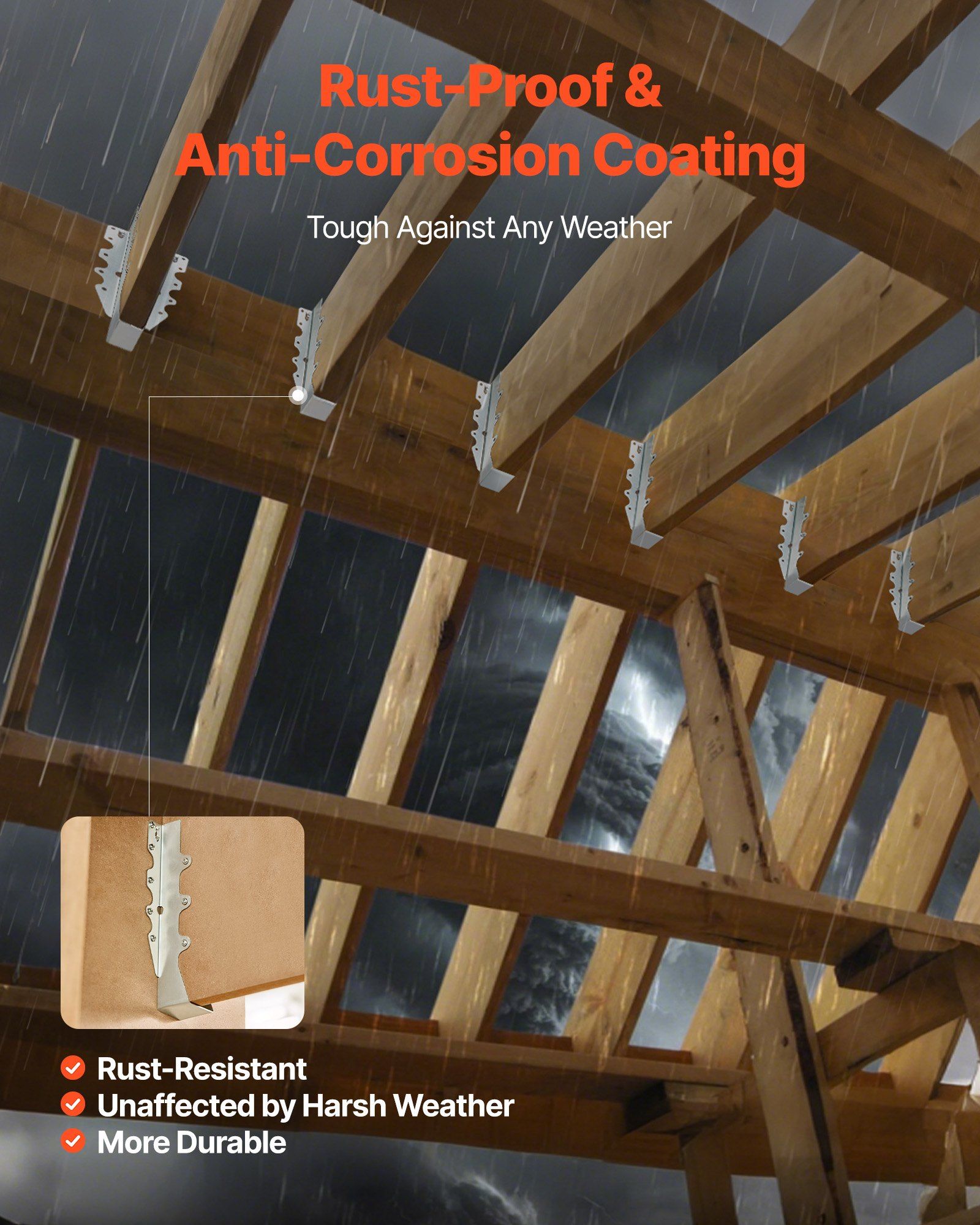 50 Pcs Joist Hanger, Inner Dimensions 1.57 x 1.50 x 7.83 inch / 40 x 38 x 199 mm, Rafter Hurricane Ties Joist Hangers with Rustproof Coating, Tie Brackets for Floor Deck and Ceiling Trusses - Image 4