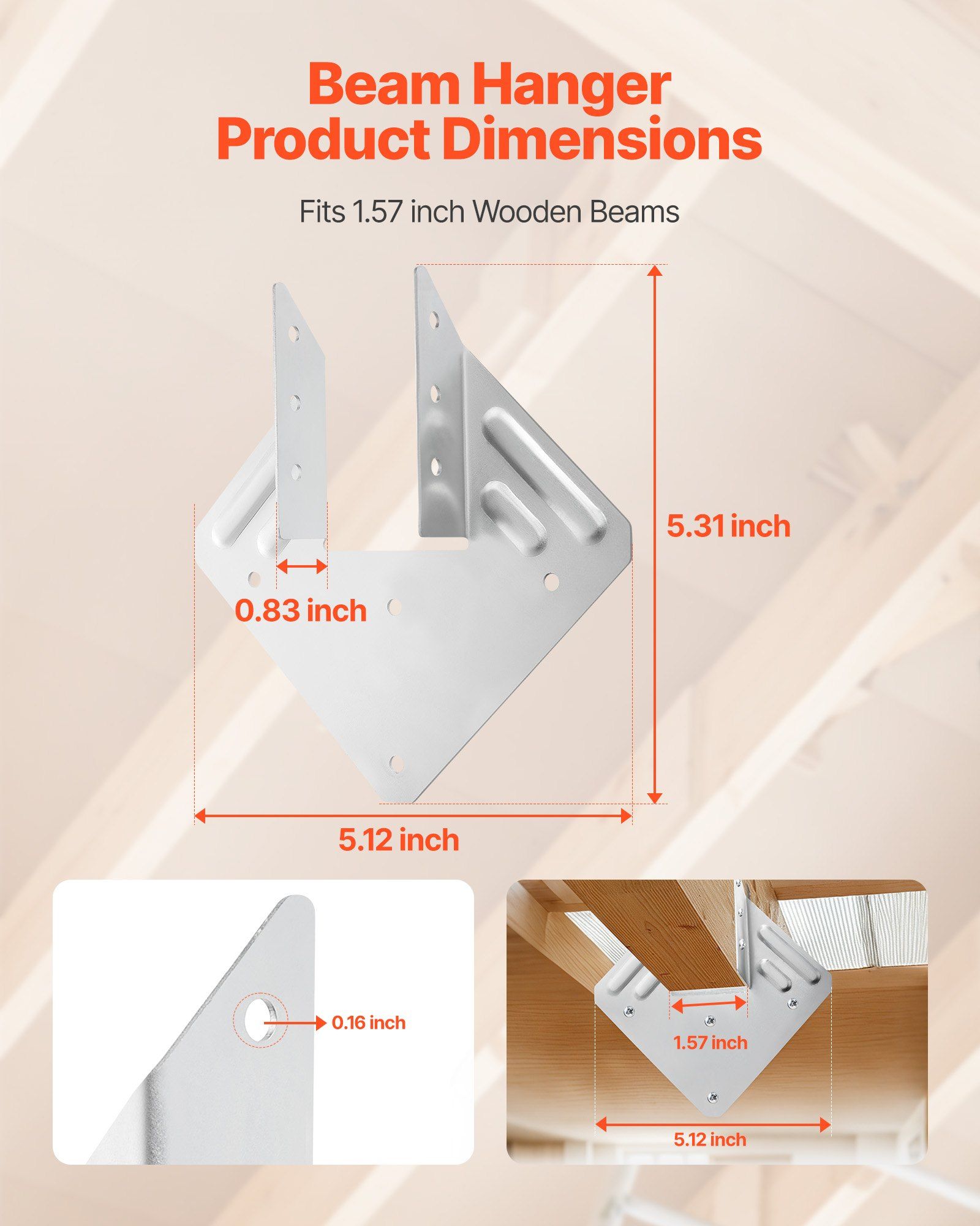 Hurricane Ties for Rafter, Inner Size 5.31x1.57x2.48 in / 135x40x63 mm, Heavy Duty Hurricane Straps, Heavy Duty Rafter Ties Brackets Joist Hangers for Roof Beam Wooden Construction, 25 Pcs - Image 2