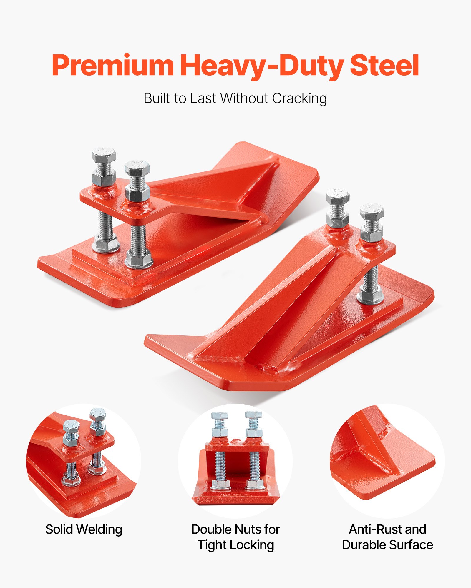 Tractor Bucket Protector, 2PCS Heavy Duty Steel Bucket Edge Protectors, Edge Tamer Anti-Skid Device with Double Hexagon Lock Nuts and Bolts, for Snow, Leave Removal & Spreading Gravel (Orange) - Image 3