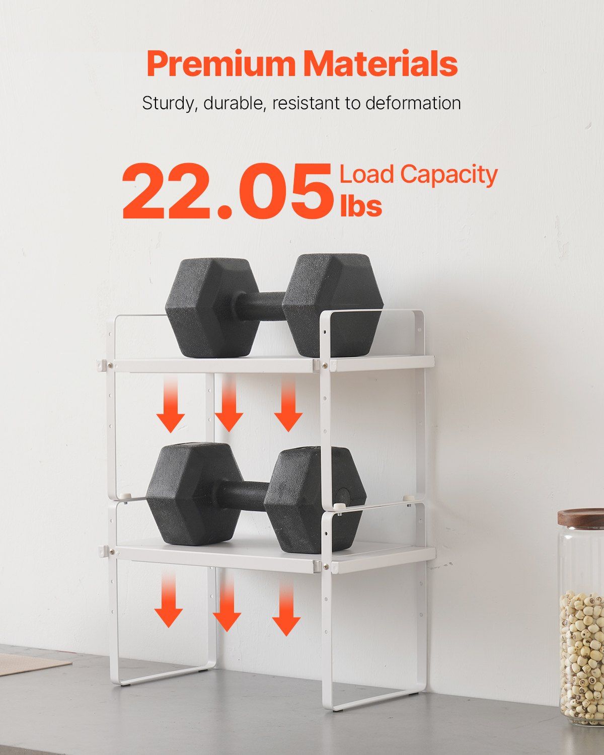 Adjustable Kitchen Cabinet Shelf Organizer, Expandable 2 Tier Cabinet Shelf, Stackable Countertop Organizers and Storage Shelf Risers, Pantry Organizers for Kitchen Bathroom Office, White - Image 5