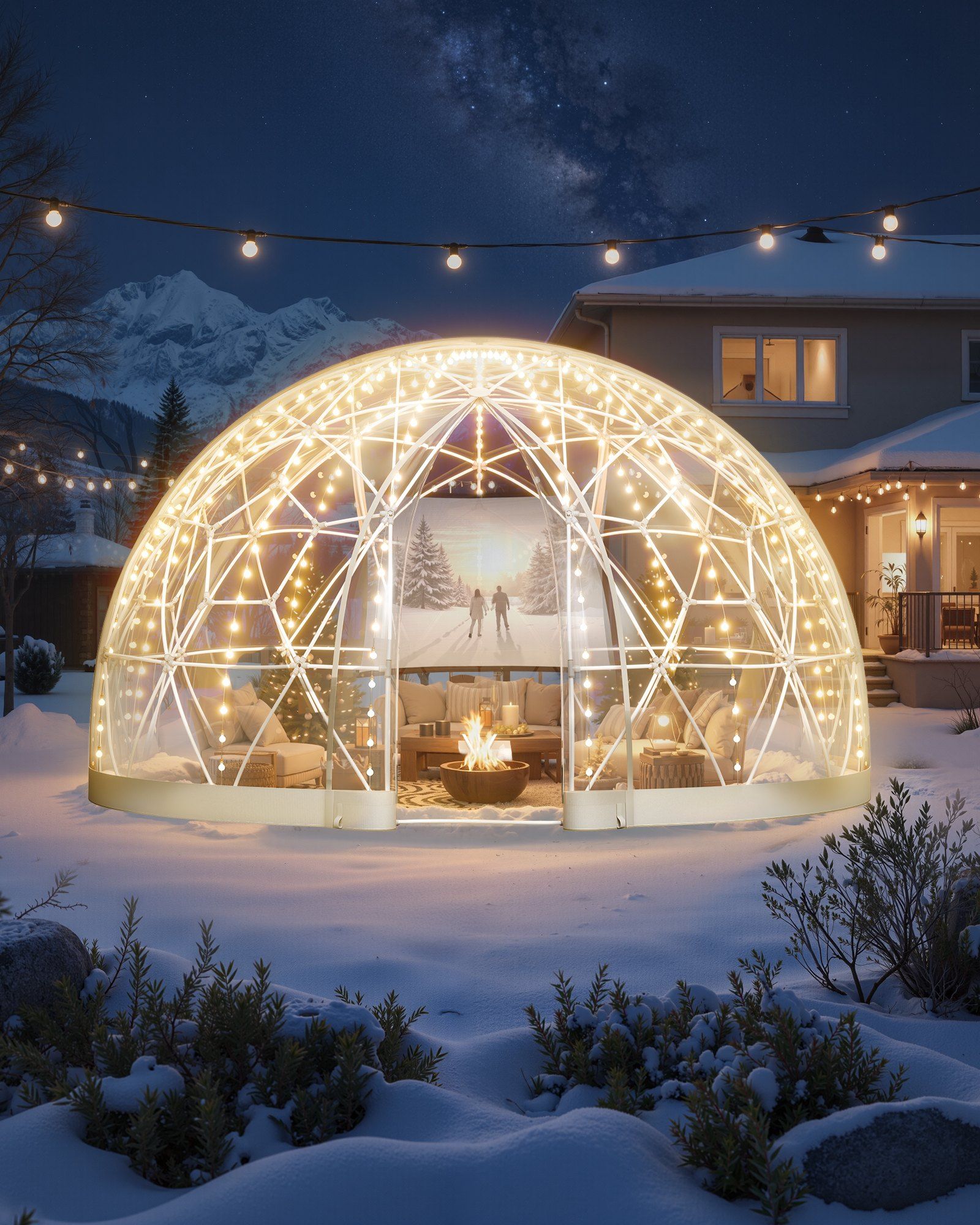 Garden Dome Tent, 3.6 x 2.2 m Outdoor Clear Bubble Tent for 4-7 Person, Weatherproof Geodesic Dome Greenhouse with Window, PVC Igloo Tents for Backyard Patios Camping Party Wedding - Image 7