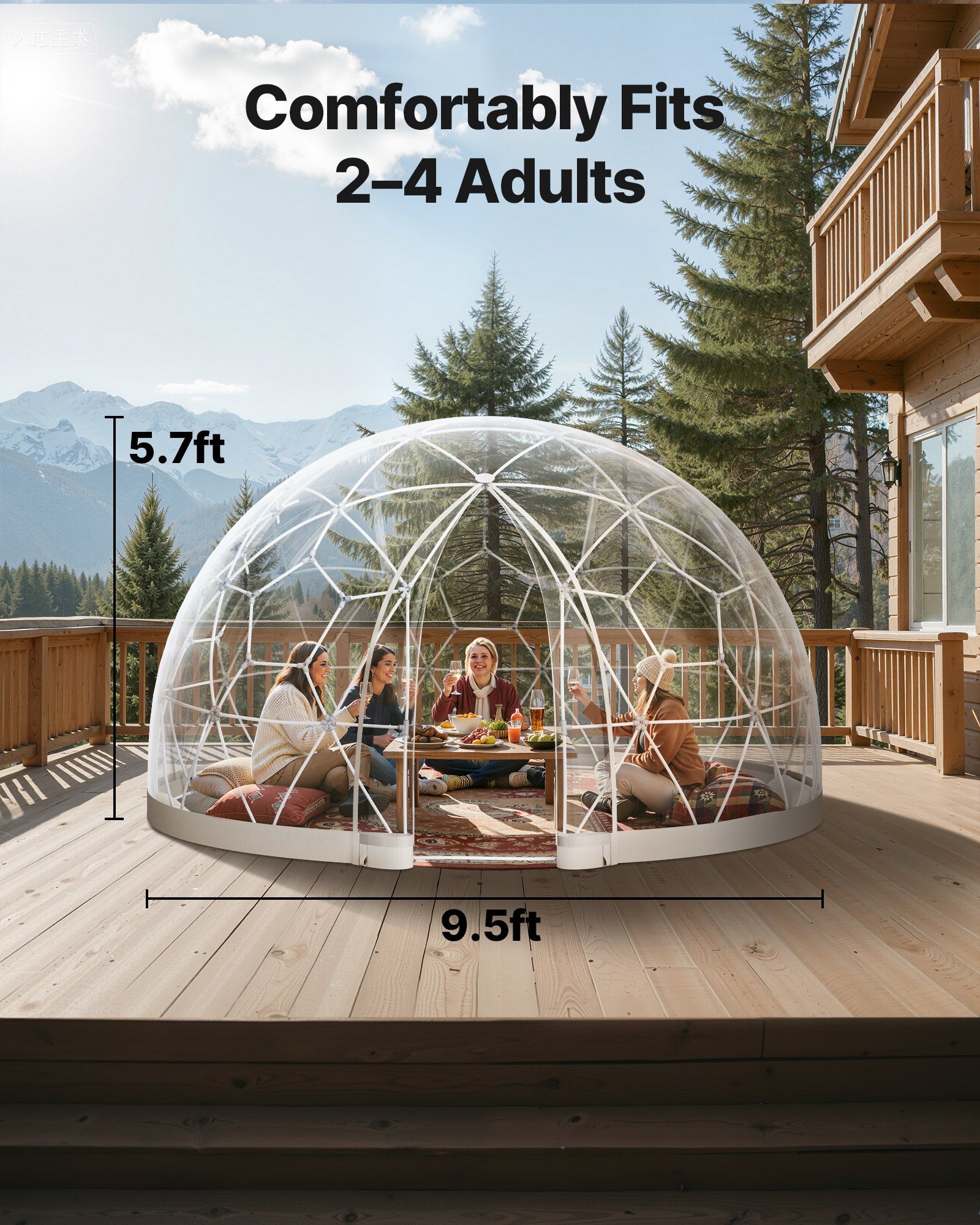 Garden Dome Tent, 2.9 x 1.75 m Outdoor Clear Bubble Tent for 2-4 Person, Weatherproof Geodesic Dome Greenhouse with Window, PVC Igloo Tents for Backyard Patios Camping Party Wedding - Image 3