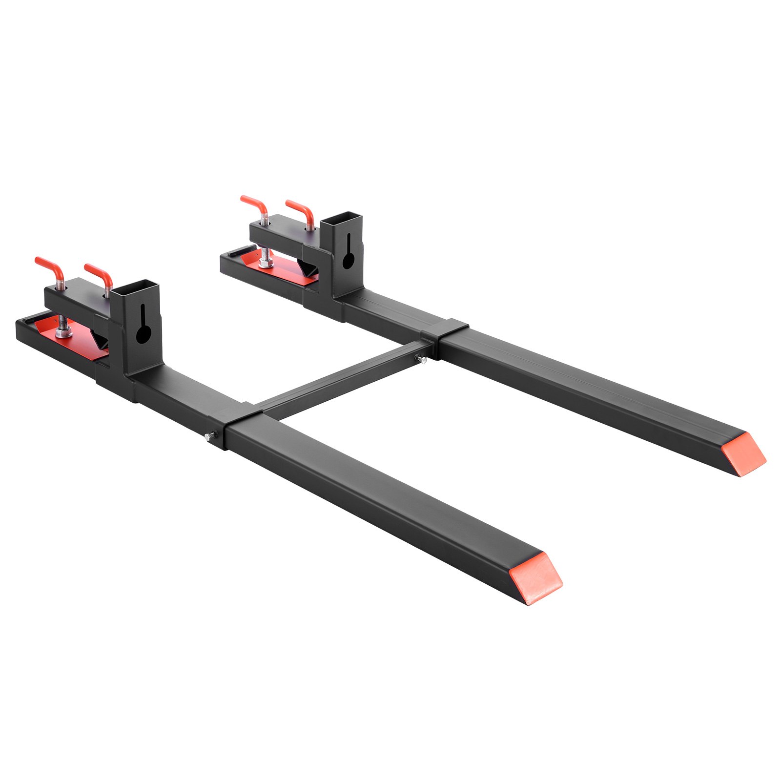 Pallet Forks, 1814 kg Clamp on Pallet Forks, 149 cm Total Length Heavy-Duty Tractor Fork with Adjustable Stabilizer Bar for Tractor Attachments, Loader Bucket, and Skid Steer, Black - Image 1