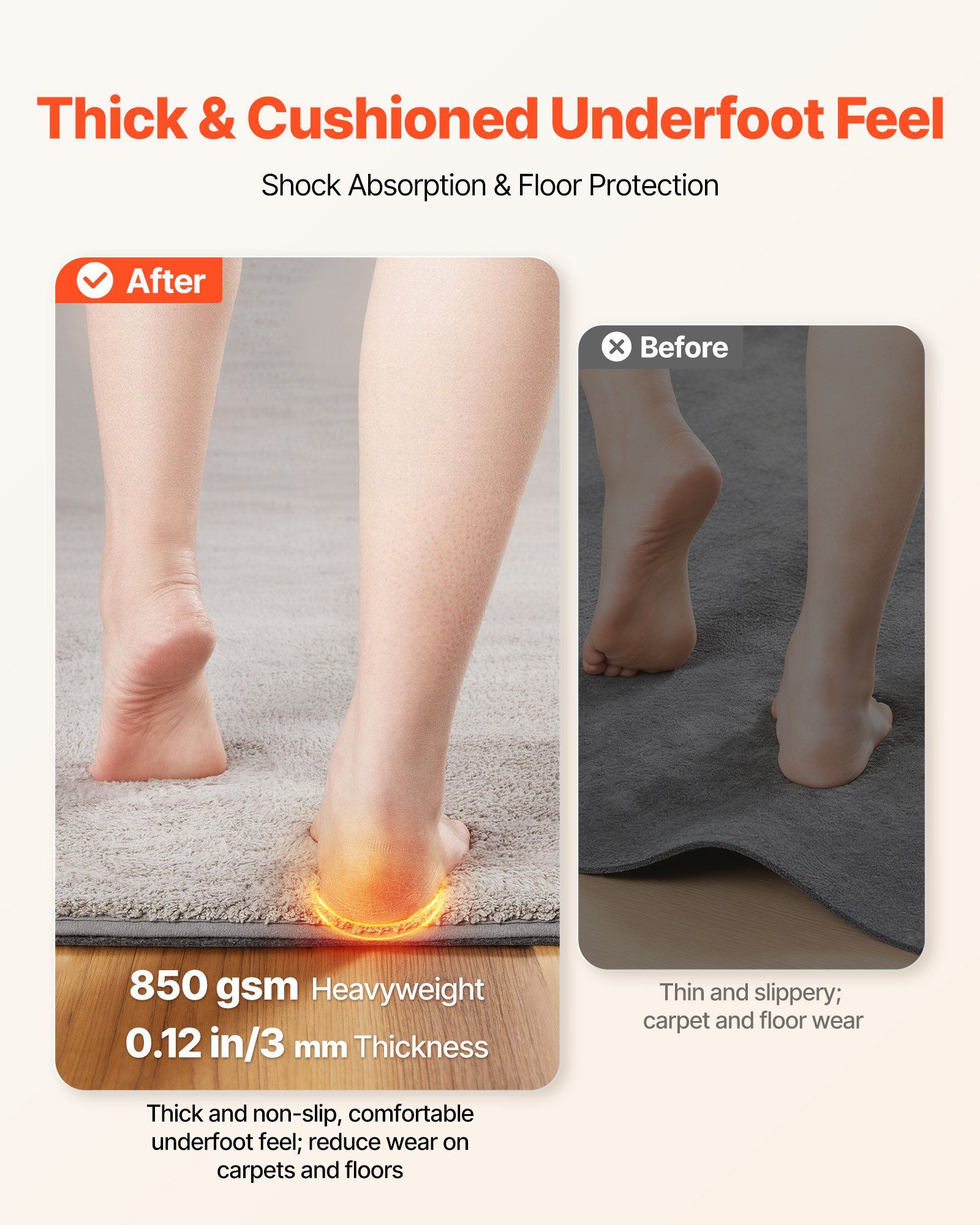 Rug Pad 1.52 x 2.13 m, Non-slip Carpet Area Pad, Rug Mat Padding with Dual Surface Felt Cushion & Rubber Gripper, Hardwood Floor Protection for All Floors, Finishes, Keeps Carpets in Place - Image 3
