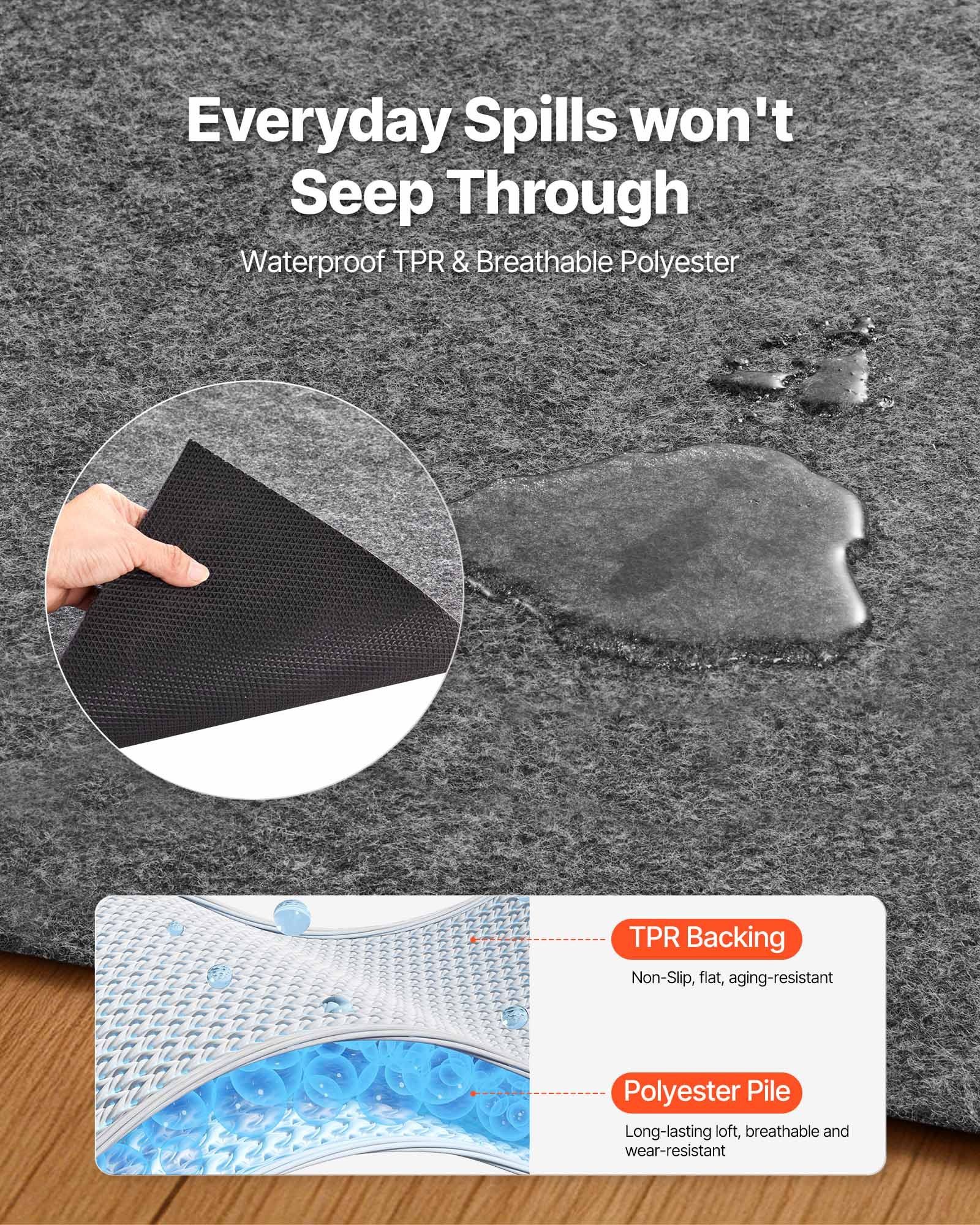 Rug Pad 2.44 x 3.05 m, Non-slip Carpet Area Pad, Rug Mat Padding with Dual Surface Felt Cushion & Rubber Gripper, Hardwood Floor Protection for All Floors, Finishes, Keeps Carpets in Place - Image 4