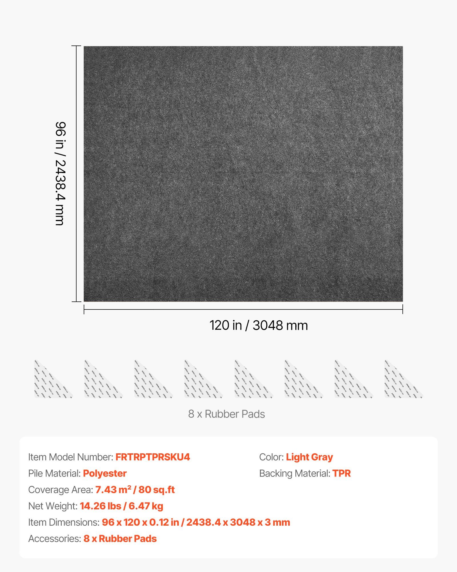Rug Pad 2.44 x 3.05 m, Non-slip Carpet Area Pad, Rug Mat Padding with Dual Surface Felt Cushion & Rubber Gripper, Hardwood Floor Protection for All Floors, Finishes, Keeps Carpets in Place - Image 7