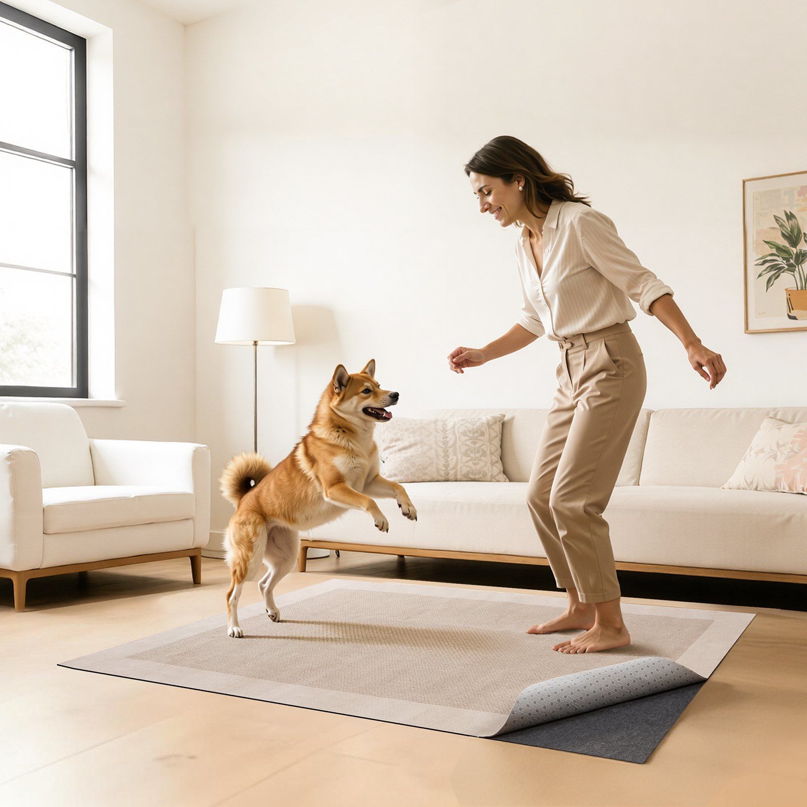 Rug Pad 2.44 x 3.05 m, Non-slip Carpet Area Pad, Rug Mat Padding with Dual Surface Felt Cushion & Rubber Gripper, Hardwood Floor Protection for All Floors, Finishes, Keeps Carpets in Place - Image 8
