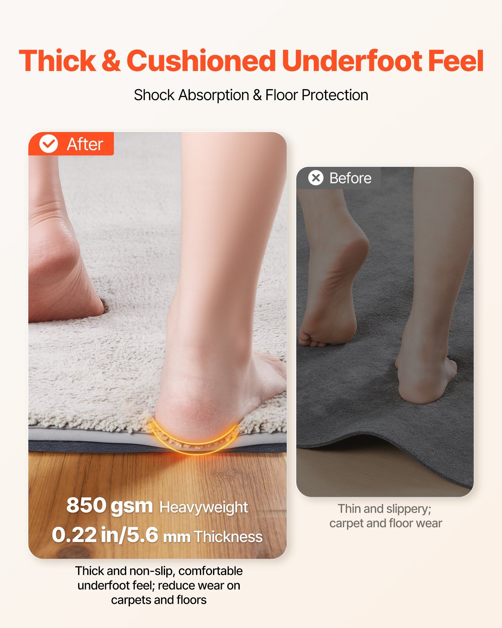 Rug Pad 2.44 x 1.52 m, Non-slip Carpet Area Pad, Rug Mat Padding with Dual Surface Felt Cushion & Rubber Gripper, Hardwood Floor Protection for All Floors, Finishes, Keeps Carpets in Place - Image 3