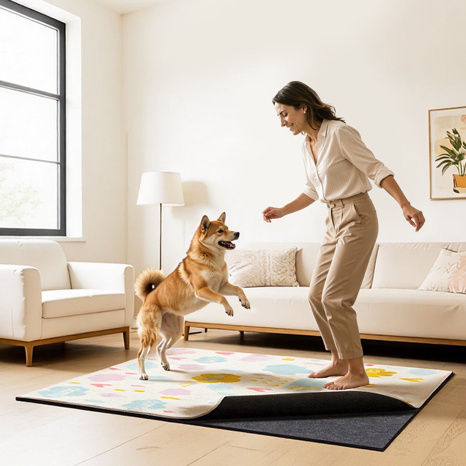 Rug Pad 2.44 x 1.52 m, Non-slip Carpet Area Pad, Rug Mat Padding with Dual Surface Felt Cushion & Rubber Gripper, Hardwood Floor Protection for All Floors, Finishes, Keeps Carpets in Place - Image 8