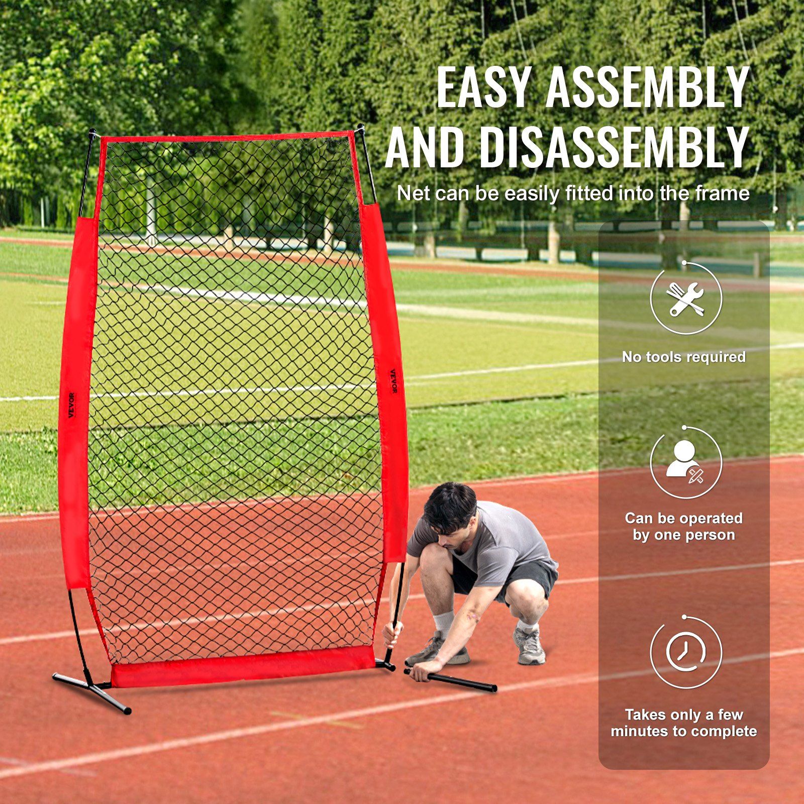 I Screen Baseball for Batting Cage, 7x4 ft Baseball & Softball Safety Screen, Body Protector Portable Batting Screen with Carry Bag & Ground Stakes, Baseball Pitching Net for Pitchers Protection - Image 6