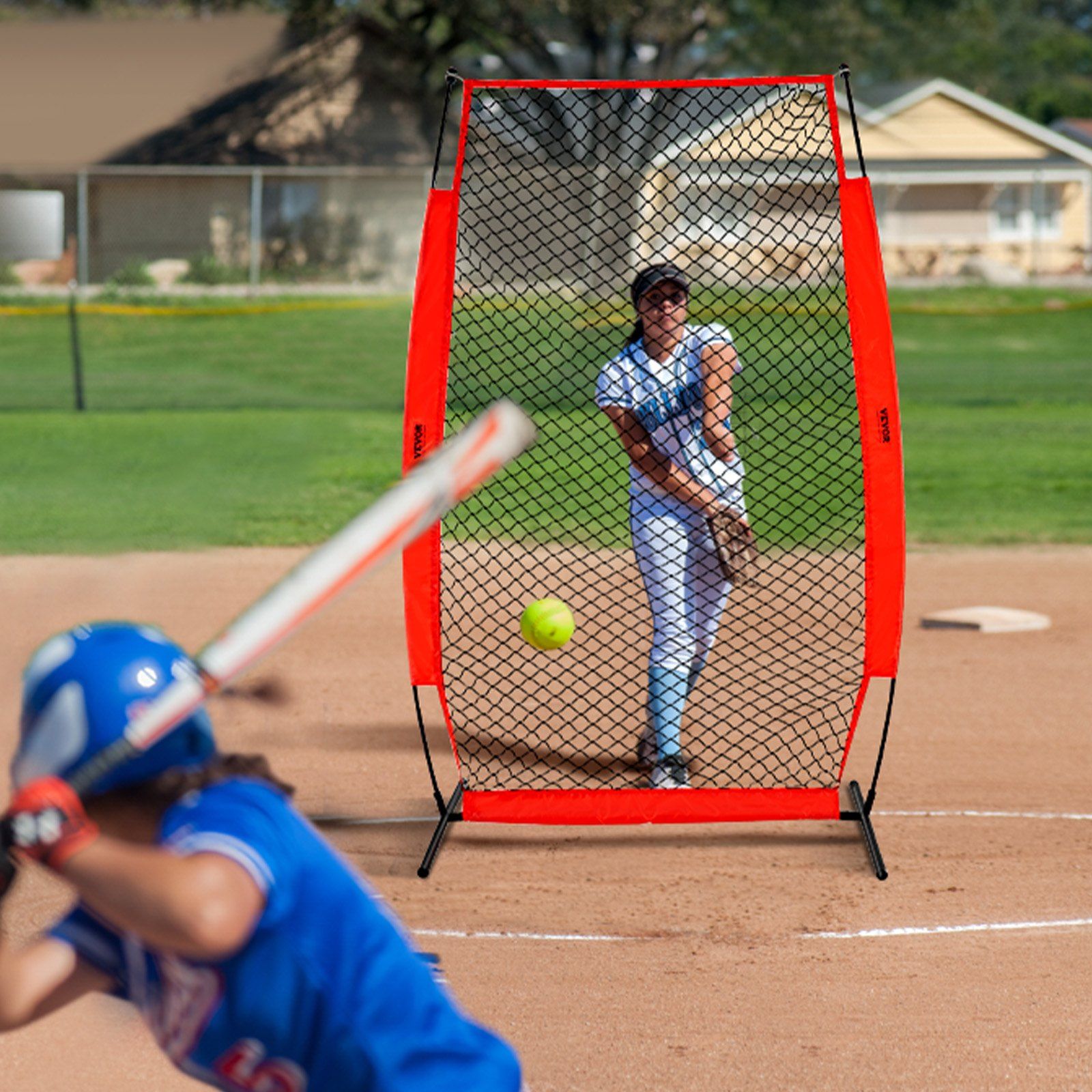 I Screen Baseball for Batting Cage, 7x4 ft Baseball & Softball Safety Screen, Body Protector Portable Batting Screen with Carry Bag & Ground Stakes, Baseball Pitching Net for Pitchers Protection - Image 8