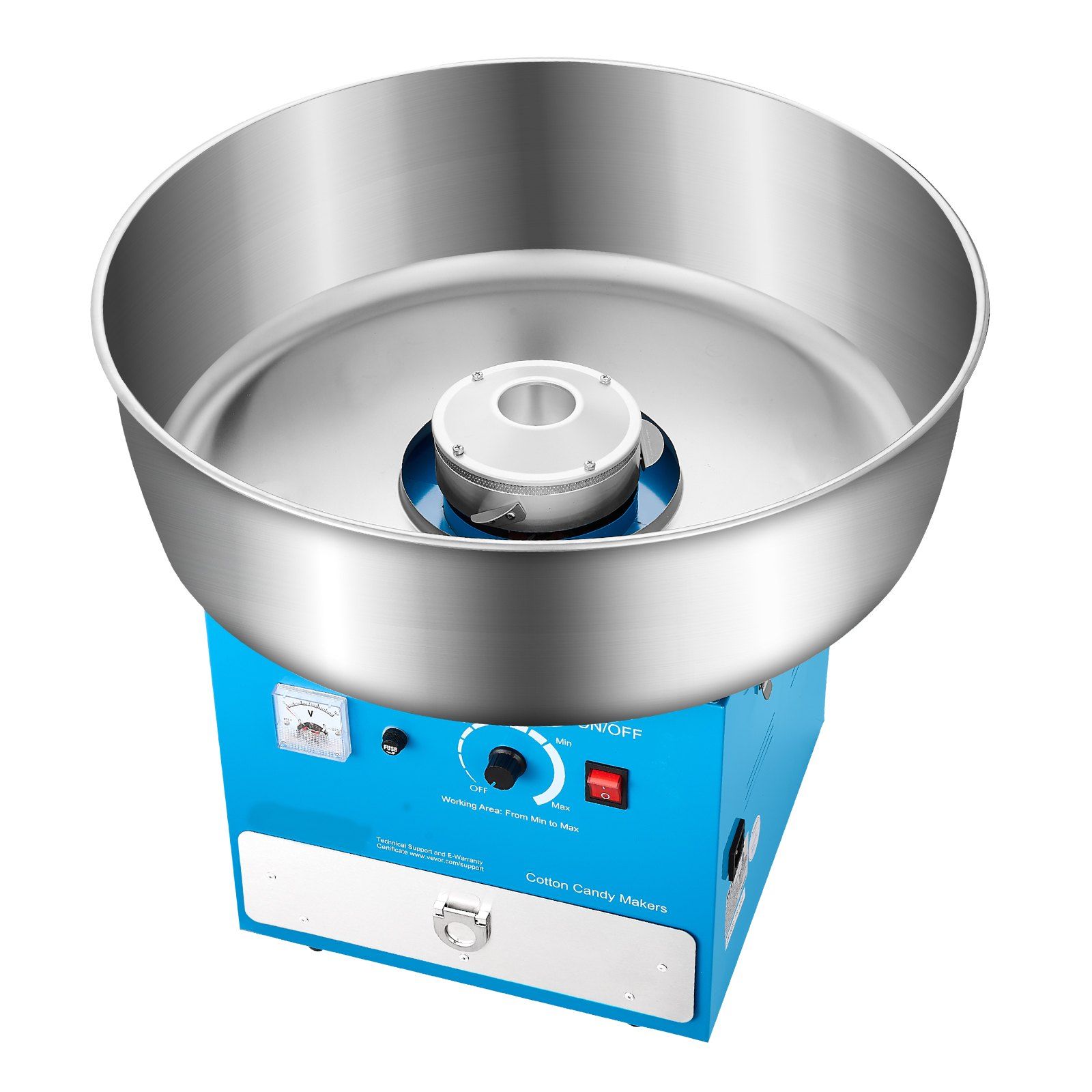 Electric Cotton Candy Machine, 1000W Commercial Candy Floss Maker with 52cm in Stainless Steel Bowl, Sugar Scoop, and Drawer, Easy Home Use, Perfect for Kids Birthday, Family Party, Blue - Image 1