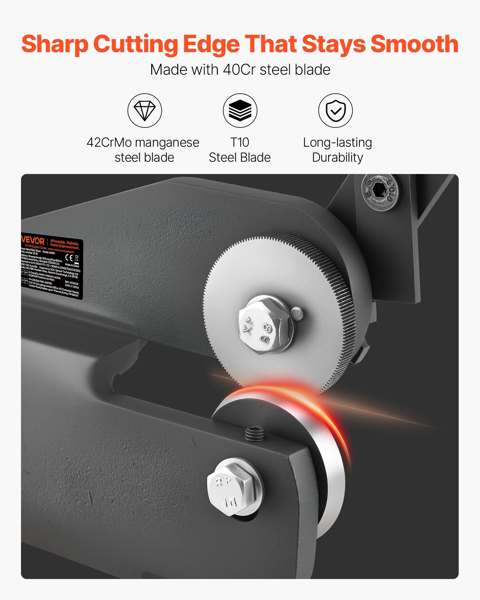 Sheet Metal Shear, Throatless Rotary Hand Shear, 16 Gauge Mild Steel Sheet Cutter with 1.5 mm Capacity, with Solid Construction, Mounting Type, for Cutting Steel, Copper, Rebar, and Aluminum - Image 3